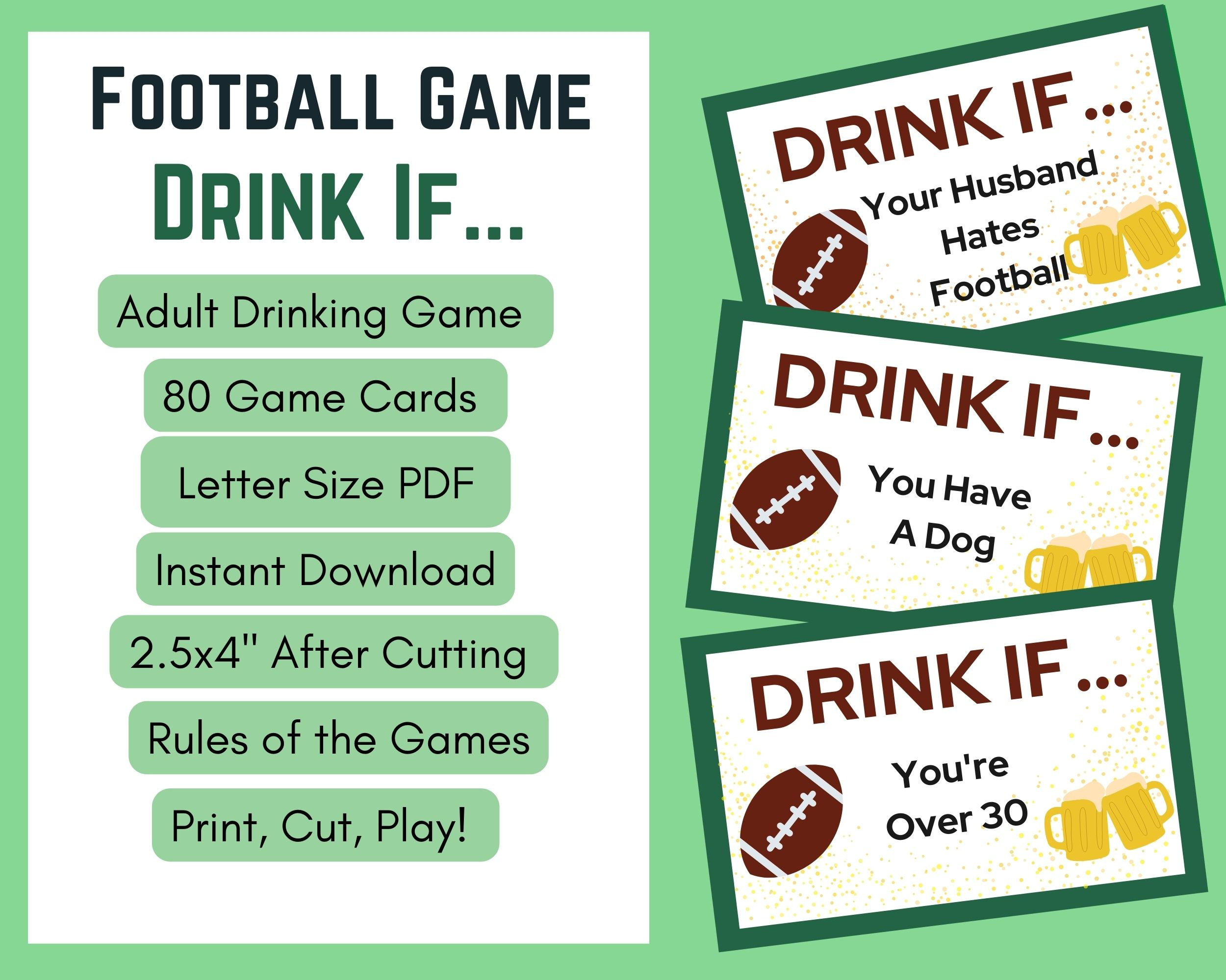 Football Drink If Game | Football Party Game | Football Beer regarding Printable Super Bowl Drinking Game