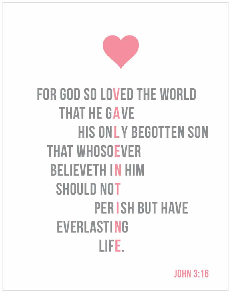 For God So Loved The World - Raising Lemons intended for Valentine For God So Loved Verse Printable