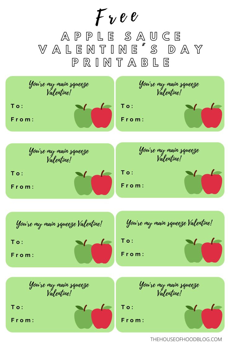 Free Apple Sauce Valentine'S Day Printable Tags - The House Of intended for Free Printable Applesauce Valentine Printable