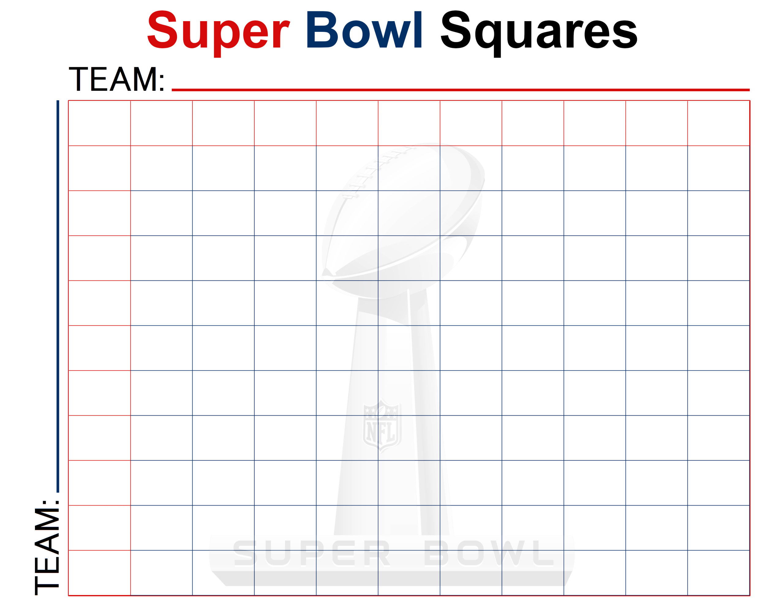 Free, Blank Super Bowl Squares And Printable Nfl Playoff Boxes within Super Bowl 2026 Squares Printable Free