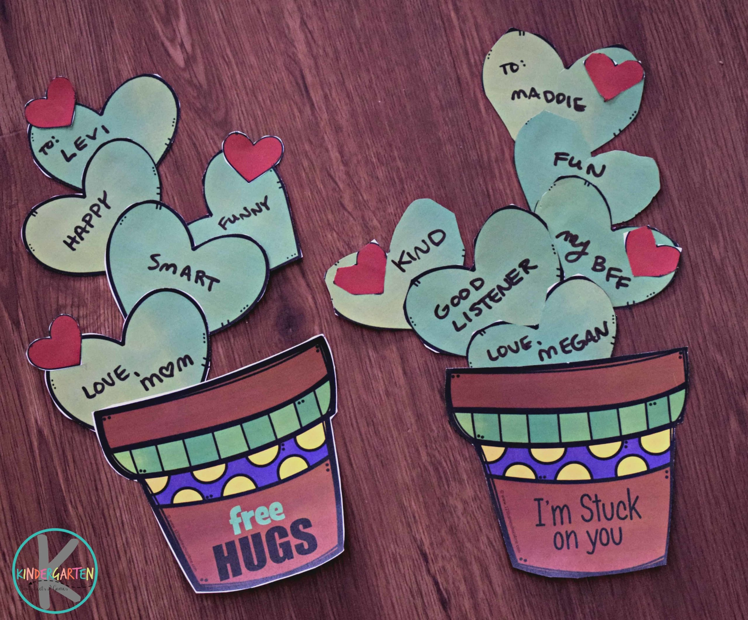 Free, Cute Printable Heart Cactus Craft For Valentines Day regarding Valentines Day Crafts Printable