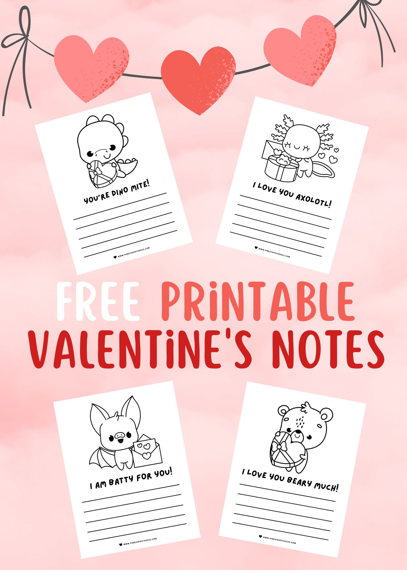 Free Cute Printable Valentine'S Day Notes | Pink Stripey Socks within Printable Valentine Notes