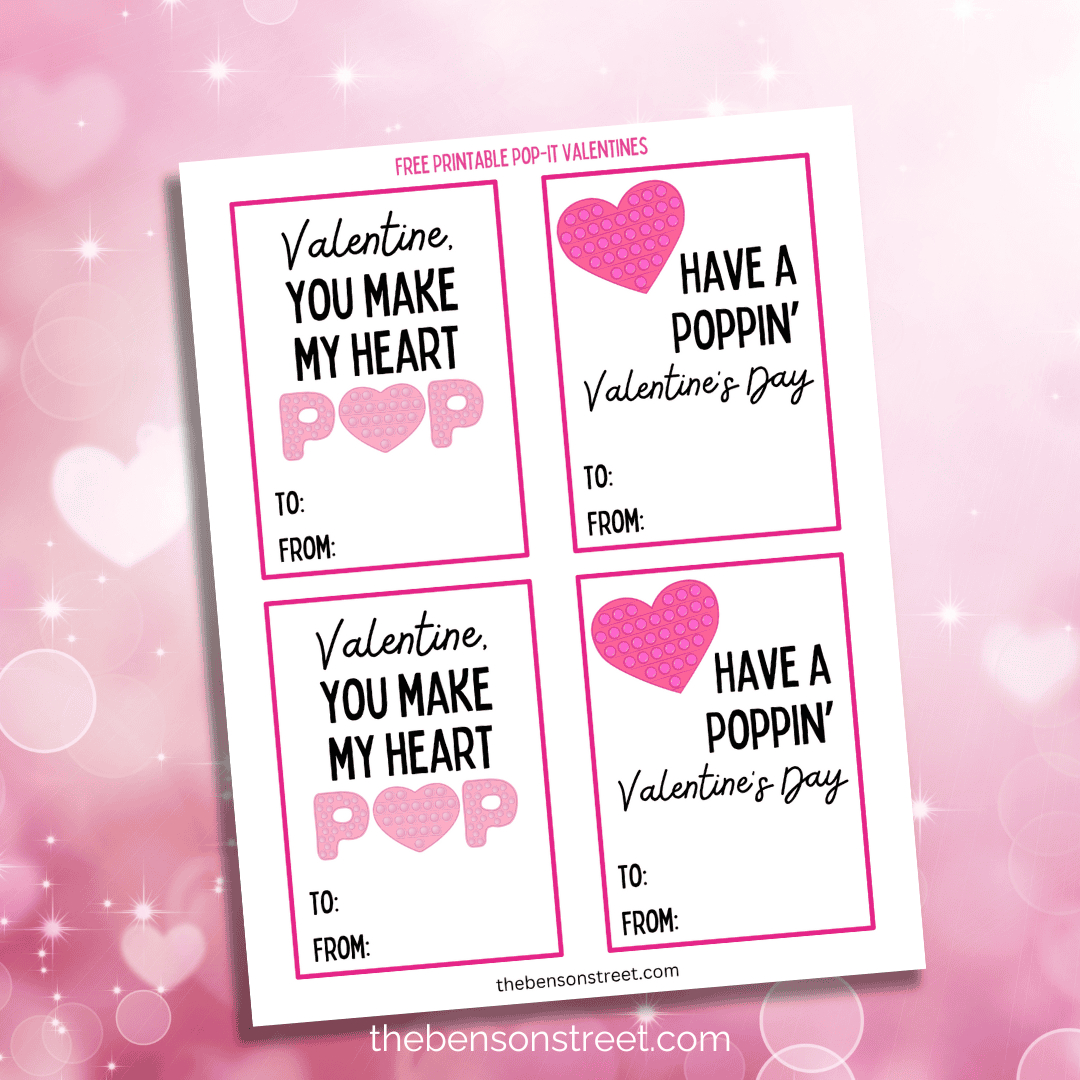 Free Pop It Valentines Printable Cards For Fidget Toys with regard to You Make My Heart Pop Valentine Printable
