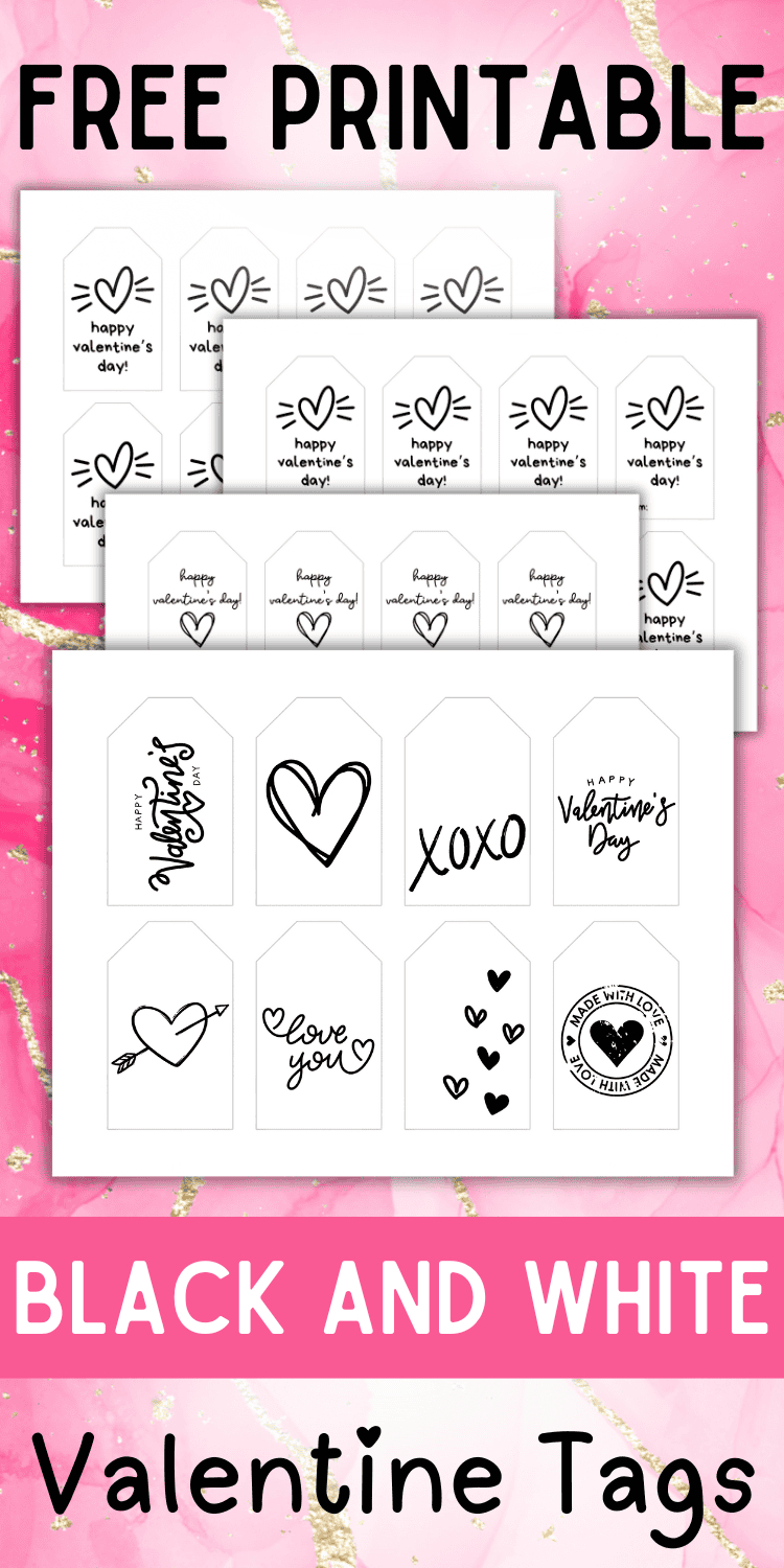 Free Printable Black And White Valentine&amp;#039;S Day Tags - Aubree Originals intended for Valentines Day Tags Printable Free Black and White