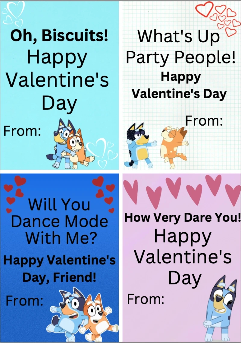 Free Printable Bluey Valentine Cards Pdf within Free Printable Bluey Valentines Cards