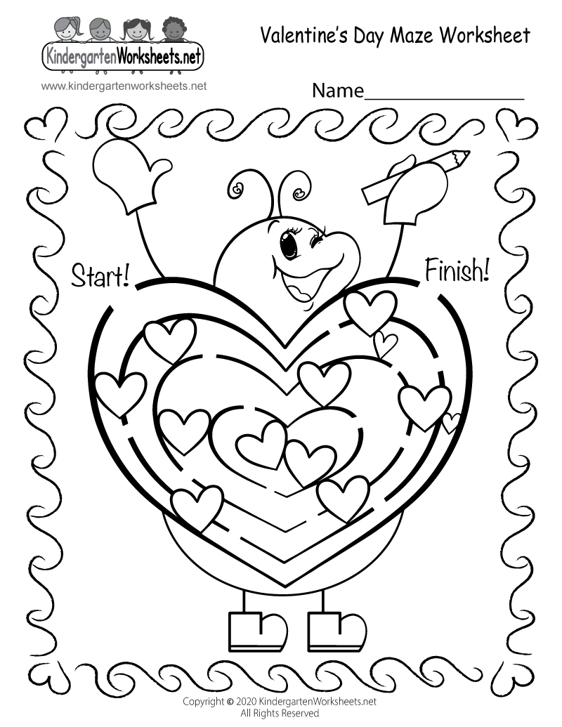 Free Printable Fun Valentine&amp;#039;S Day Maze Worksheet regarding Valentine Worksheets Free Printable