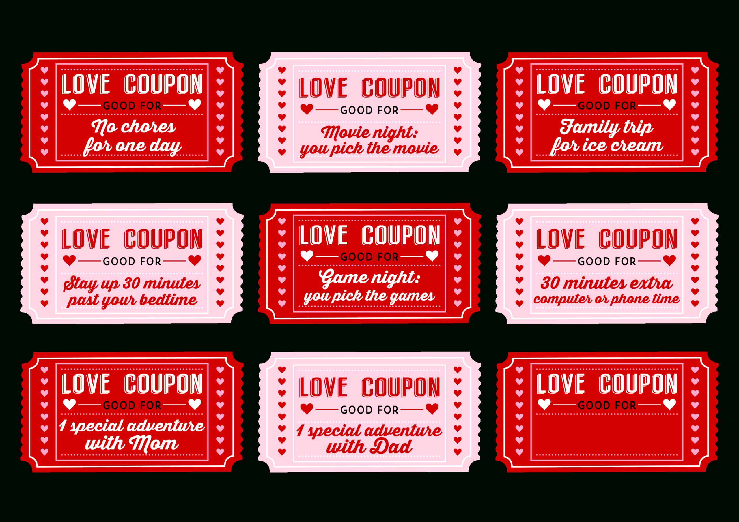 Free Printable Kids Valentine&amp;#039;S Day Love Coupons! | Catch My Party inside Free Printable Valentines Coupons