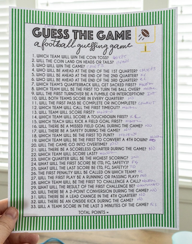 Free Printable Super Bowl Guessing Game intended for Super Bowl Party Question Sheet Printable