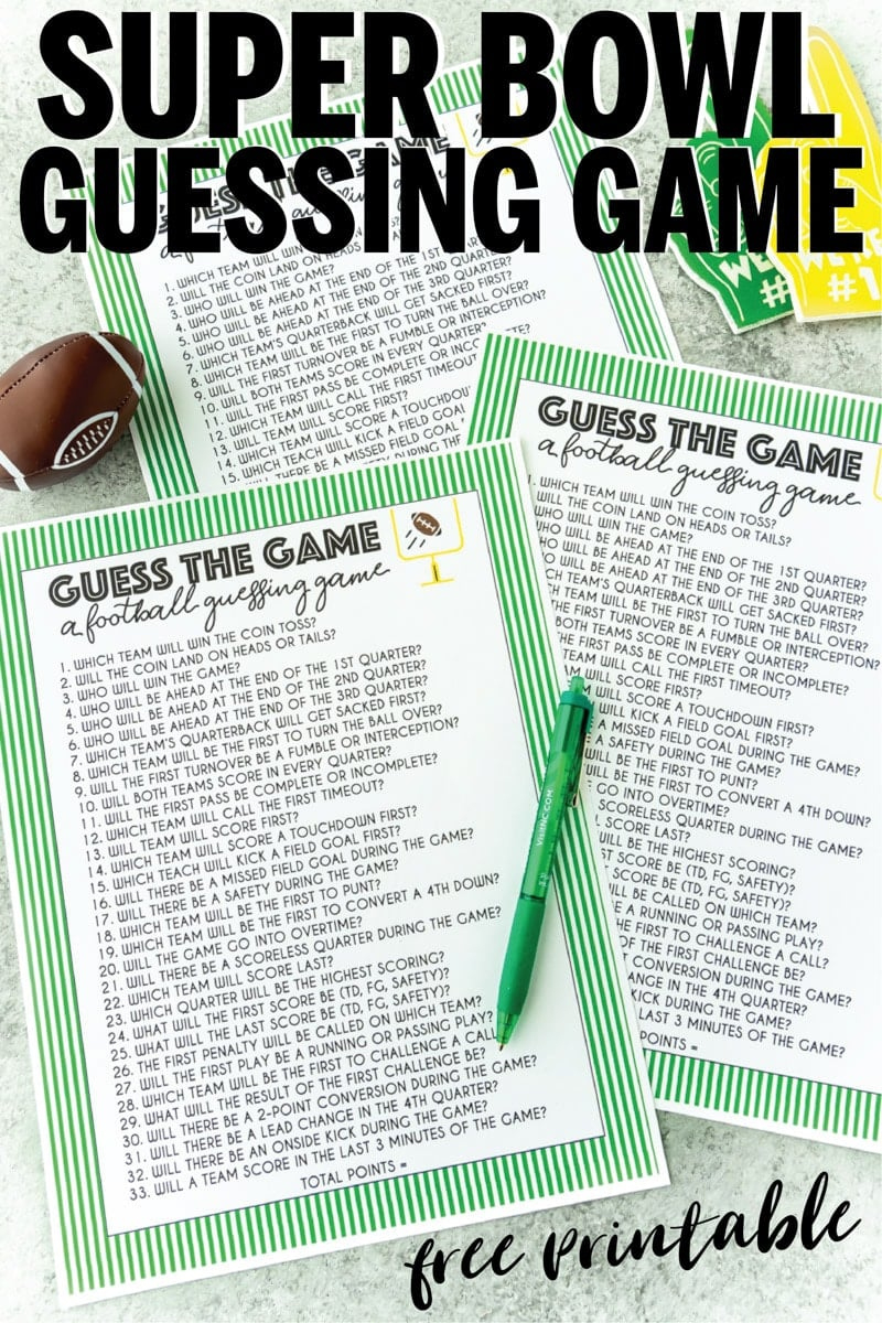 Free Printable Super Bowl Guessing Game with regard to Free Printable Super Bowl Party Games