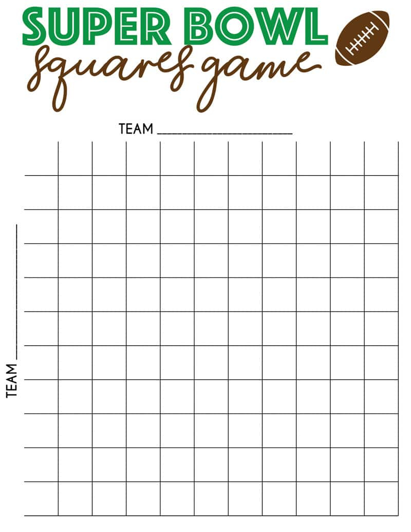Free Printable Super Bowl Squares Template - Play Party Plan intended for Printable Football Squares For Super Bowl