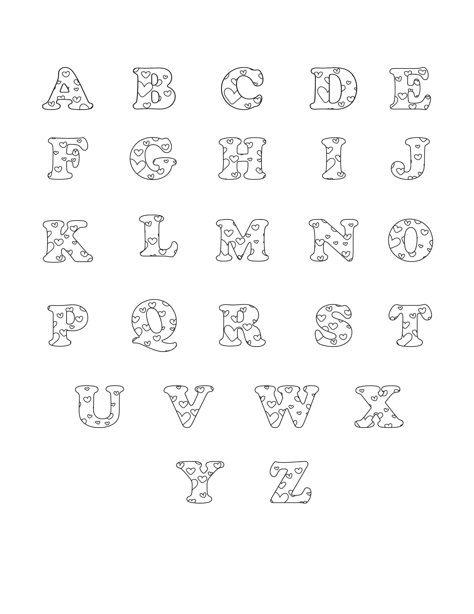 Free Printable Valentine Bubble Letters: Bubble Letters Alphabet with Printable Valentine Letters