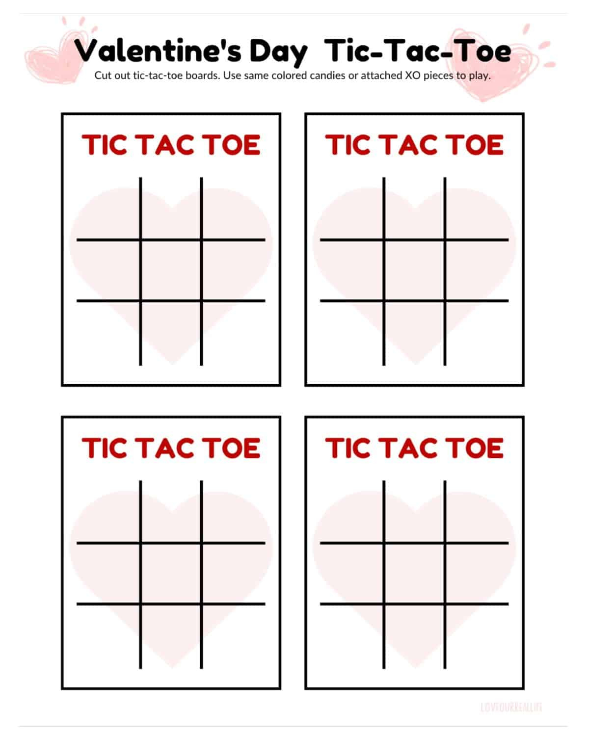 Free Printable Valentine Tic Tac Toe Cards ⋆ Love Our Real Life in Printable Valentine Tic Tac Toe