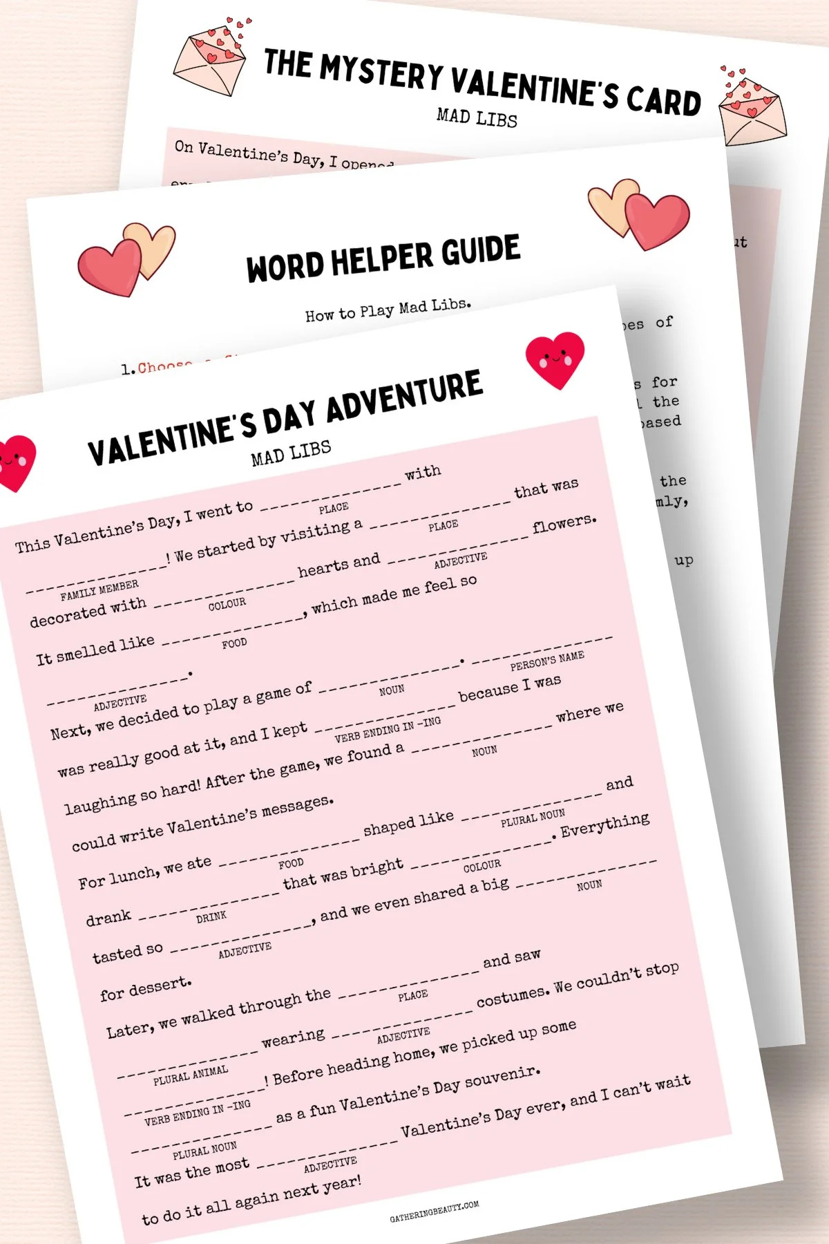 Free Printable Valentine&amp;#039;S Day Mad Libs — Gathering Beauty intended for Printable Valentine Stories For Kids