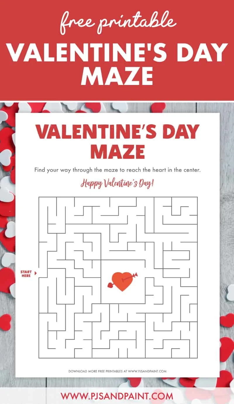 Free Printable Valentine'S Day Maze - Pjs And Paint for Printable Valentine Game