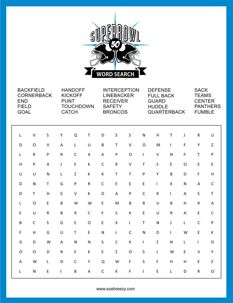 Free Super Bowl Word Search Printable within Super Bowl Word Search Printable