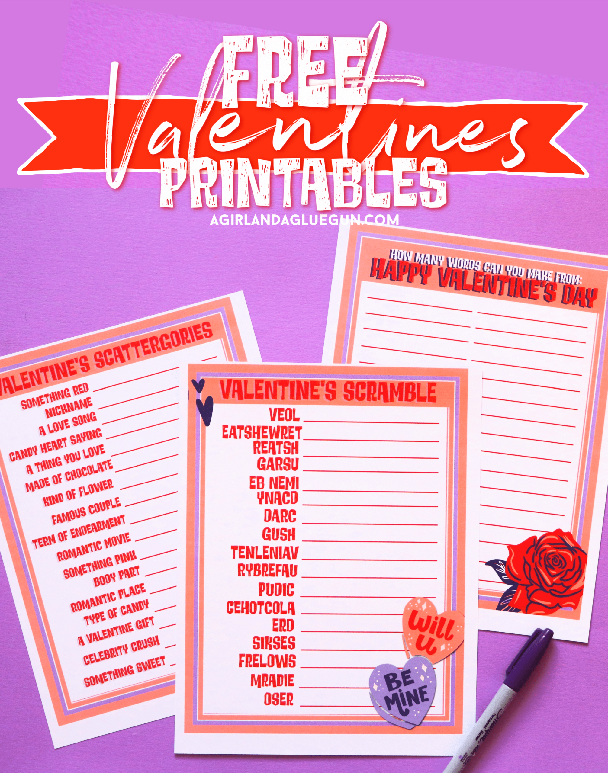 Free Valentine Game Printables - A Girl And A Glue Gun regarding Free Printable Valentine Games For Adults