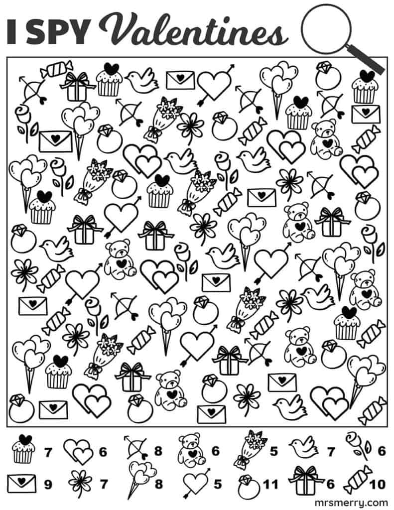 I Spy Valentines Free Printable | Mrs. Merry for Valentines I Spy Free Printable