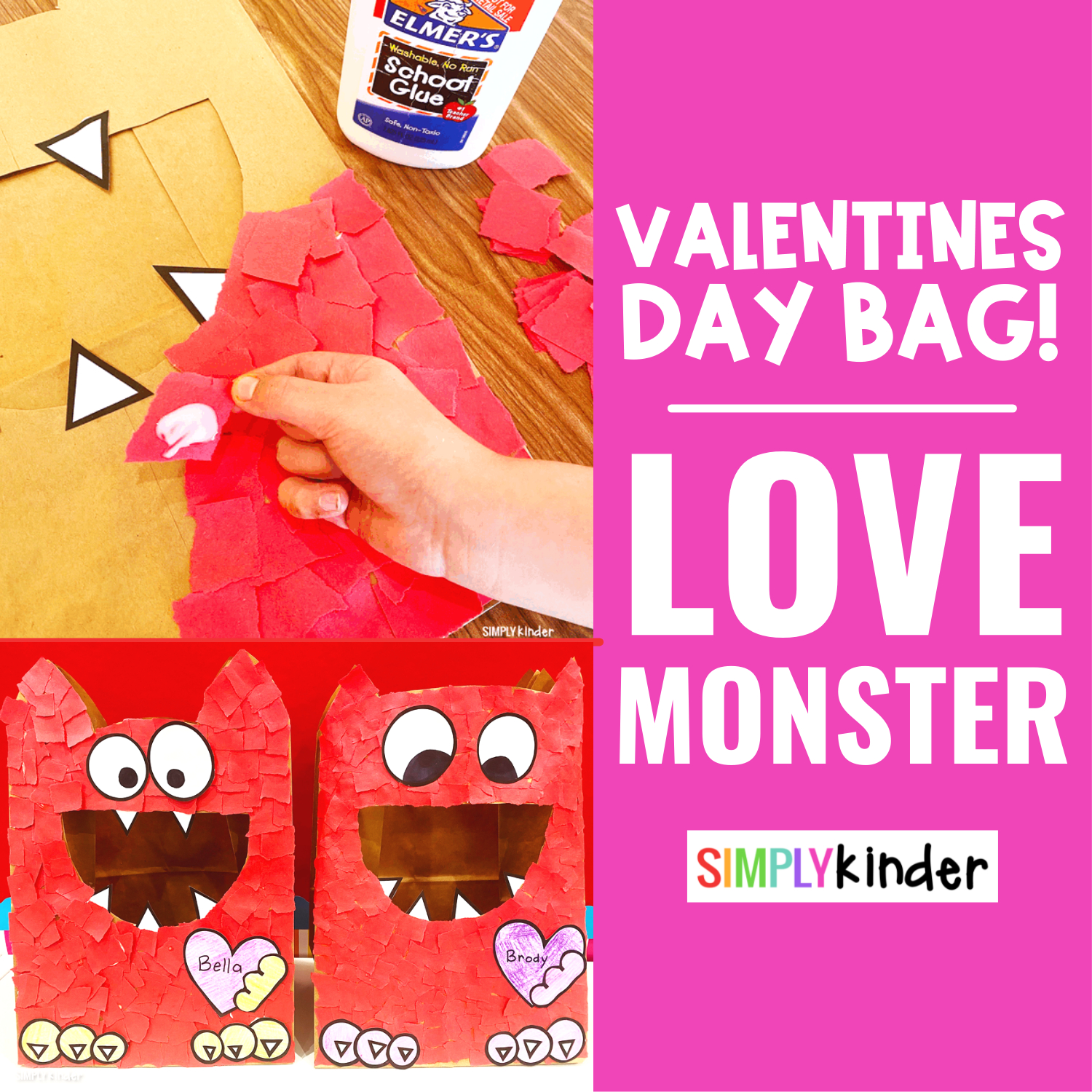 Love Monster Valentine Day Bag - Simply Kinder for Printable Valentine Bag Decorations