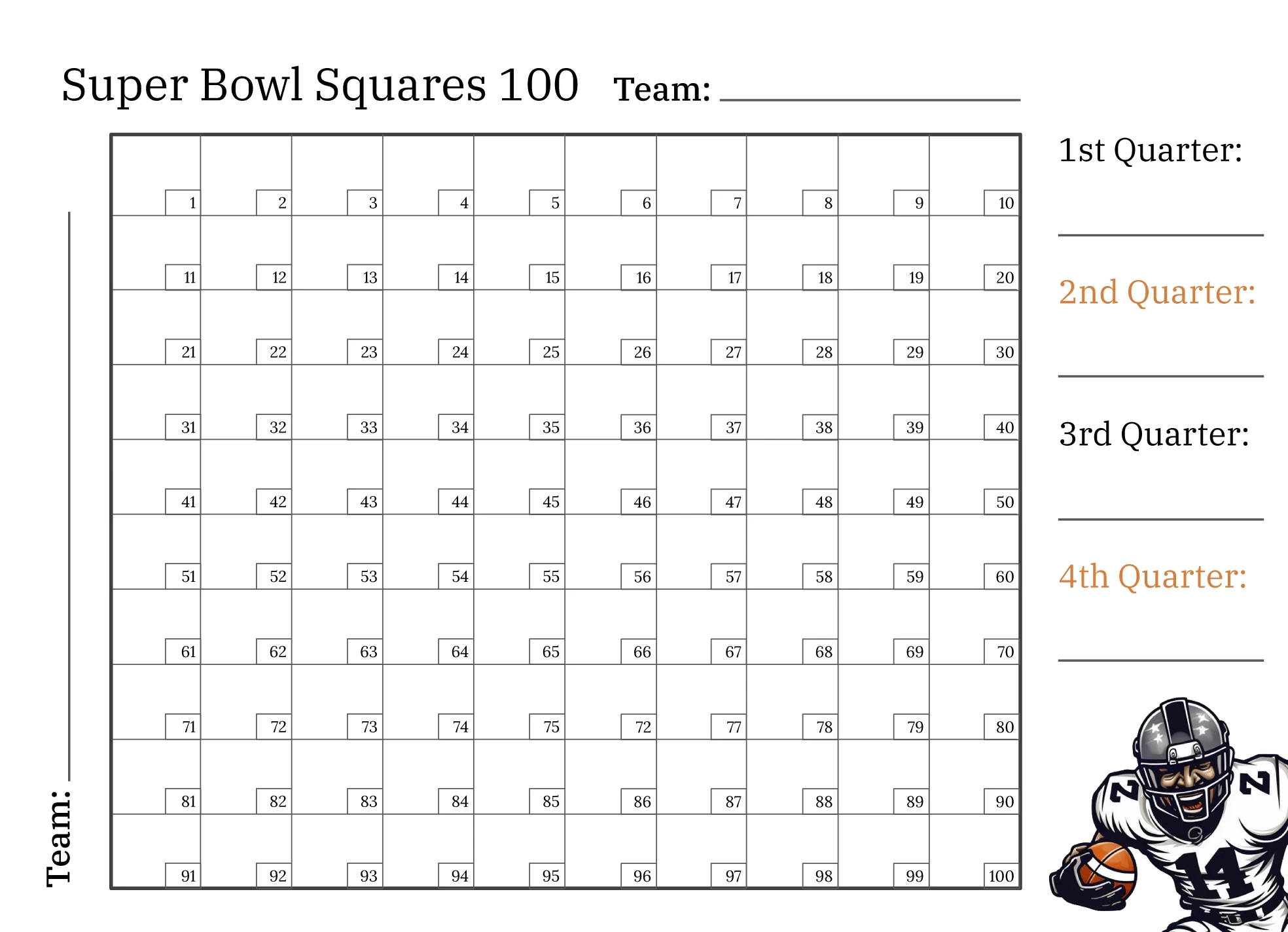 Nfl Football Squares Free Google Docs Template - Gdoc.io within Super Bowl Squares Numbered Printable