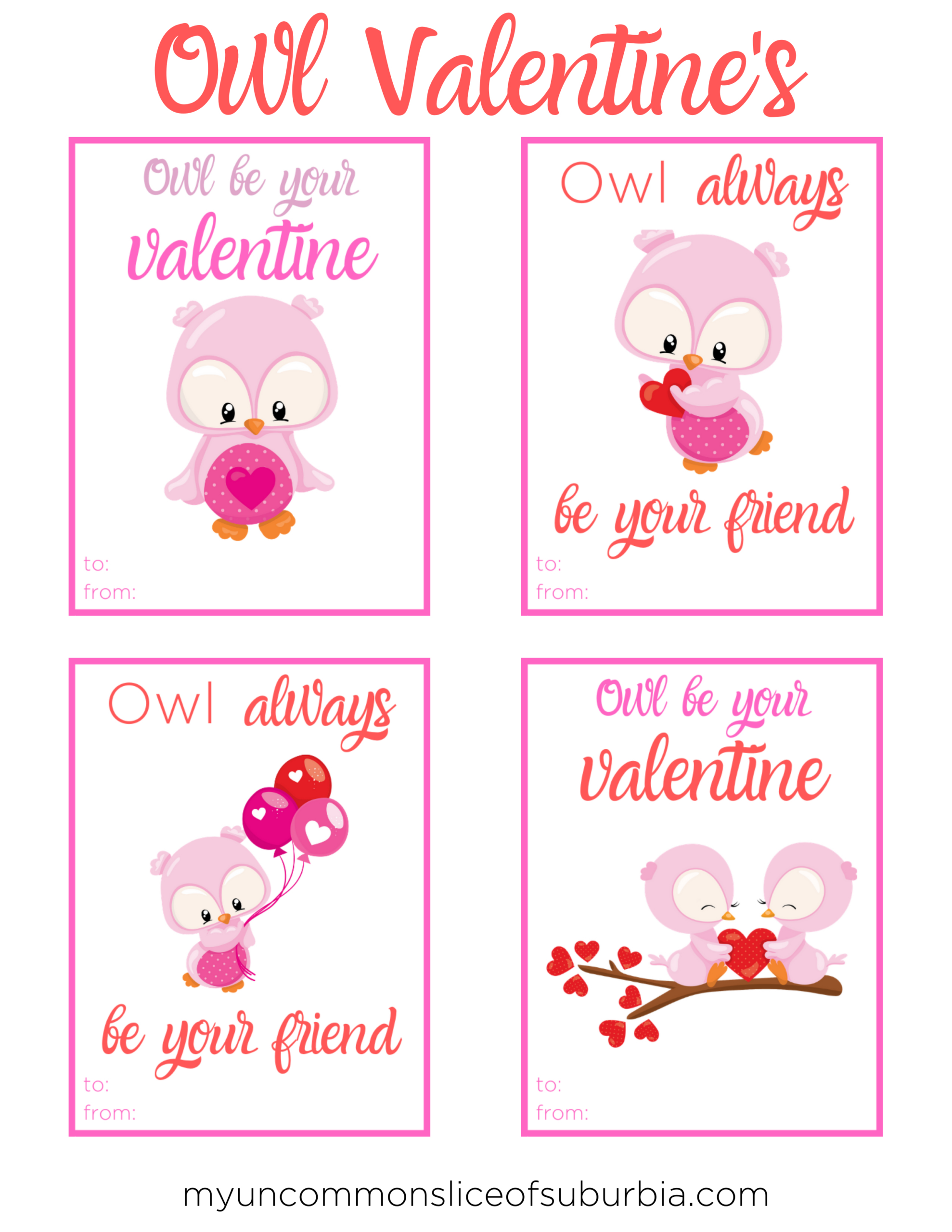 Owl Valentine Cards Free Printable - My Uncommon Slice Of Suburbia intended for Printable Valentine Sayings