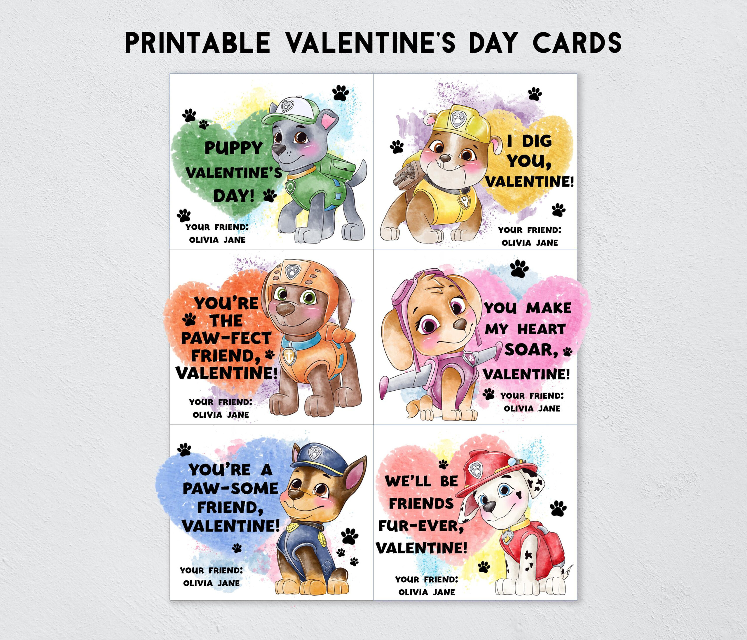 Paw Patrol Printable Valentine - Etsy with Free Printable Paw Patrol Valentines Day Cards