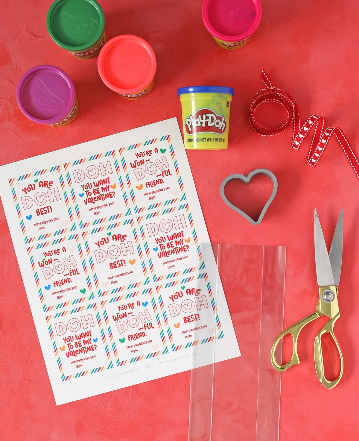 Play Doh Valentines with Free Printable Play Doh Valentine Cards