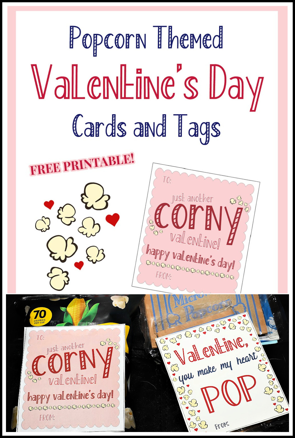 Popcorn Themed Valentine&amp;#039;S Day Printable Cards And Gift Tags - For within Free Printable Popcorn Valentine Printable