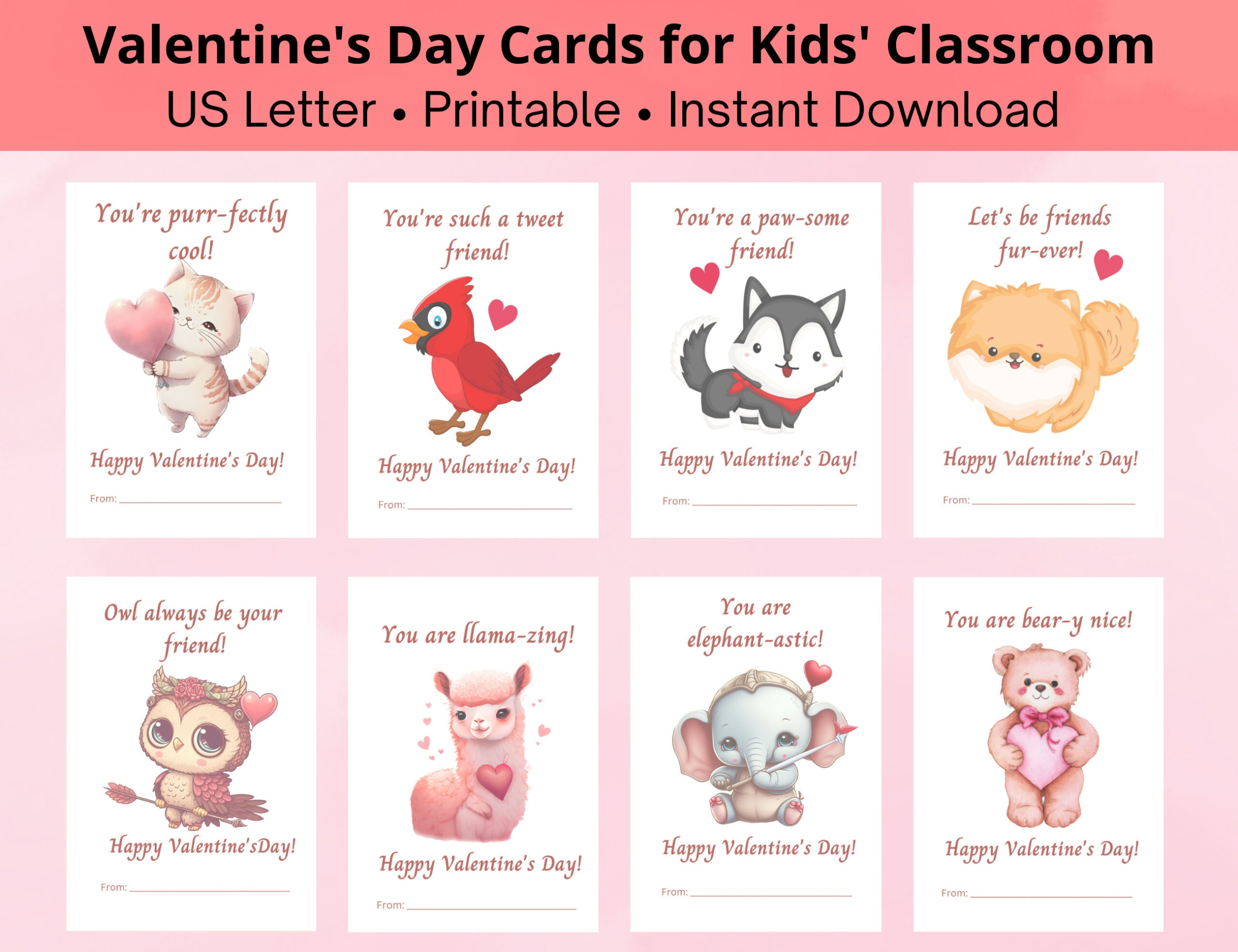 Printable Animal Valentine&amp;#039;S Day Cards For Kids; Cute Animal pertaining to Cute Valentine Cards Printable