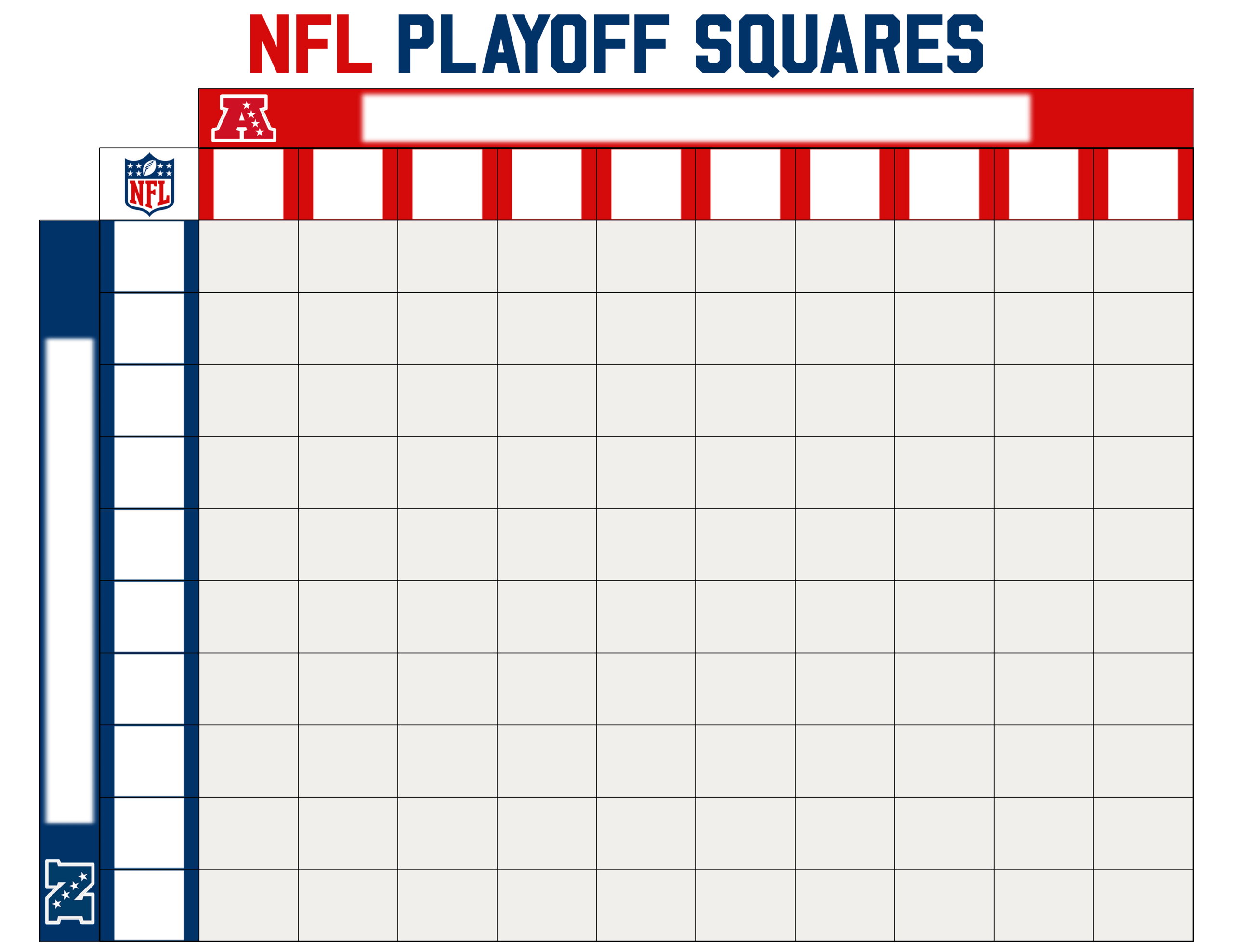 Printable, Blank Nfl Playoff Football Squares And Superbowl Boxes regarding Printable Brackets Super Bowl Squares