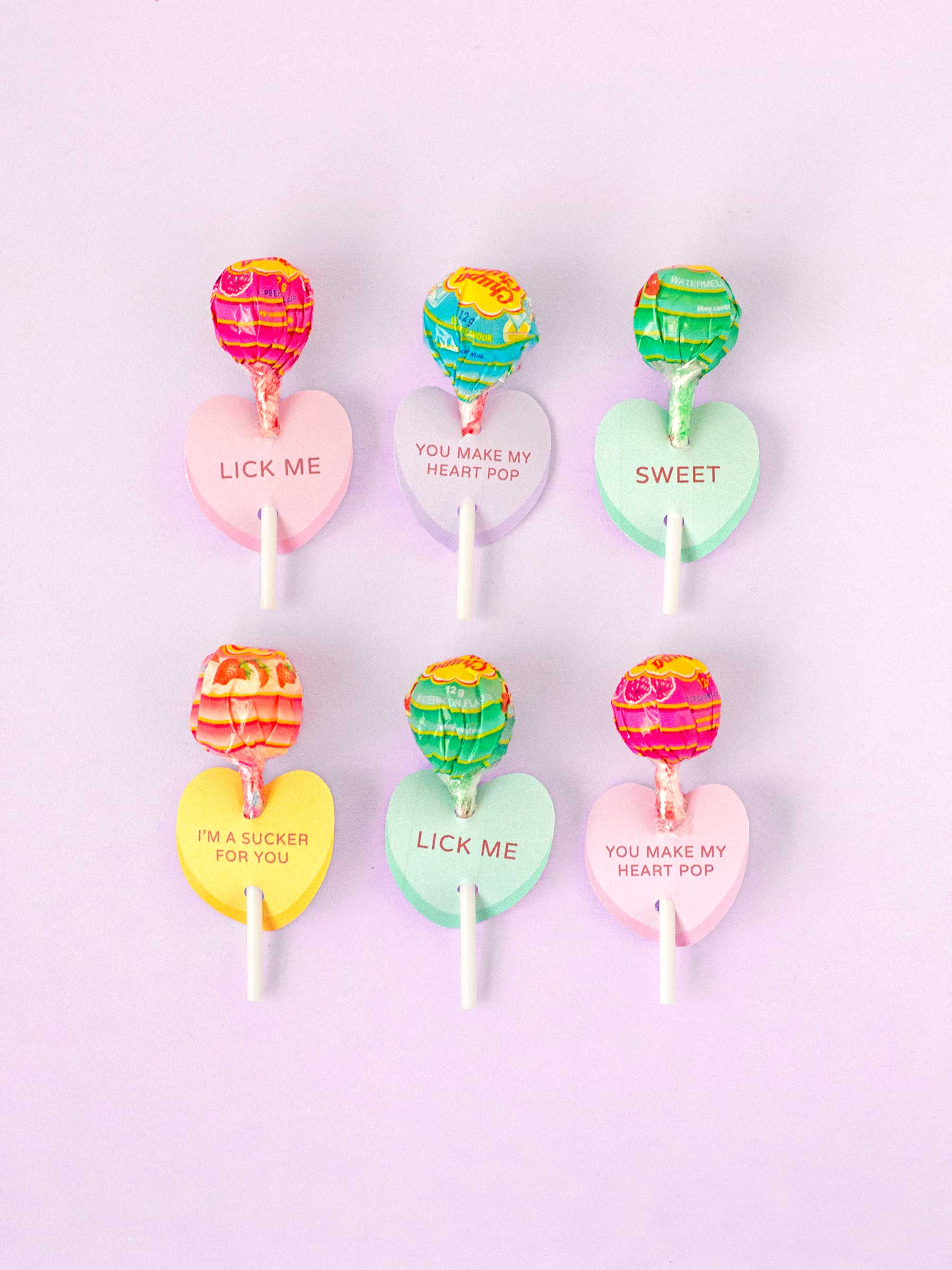 Printable Conversation Heart Lollipop Holders – Makeandtell intended for Free Printable Valentine Lollipop Holder