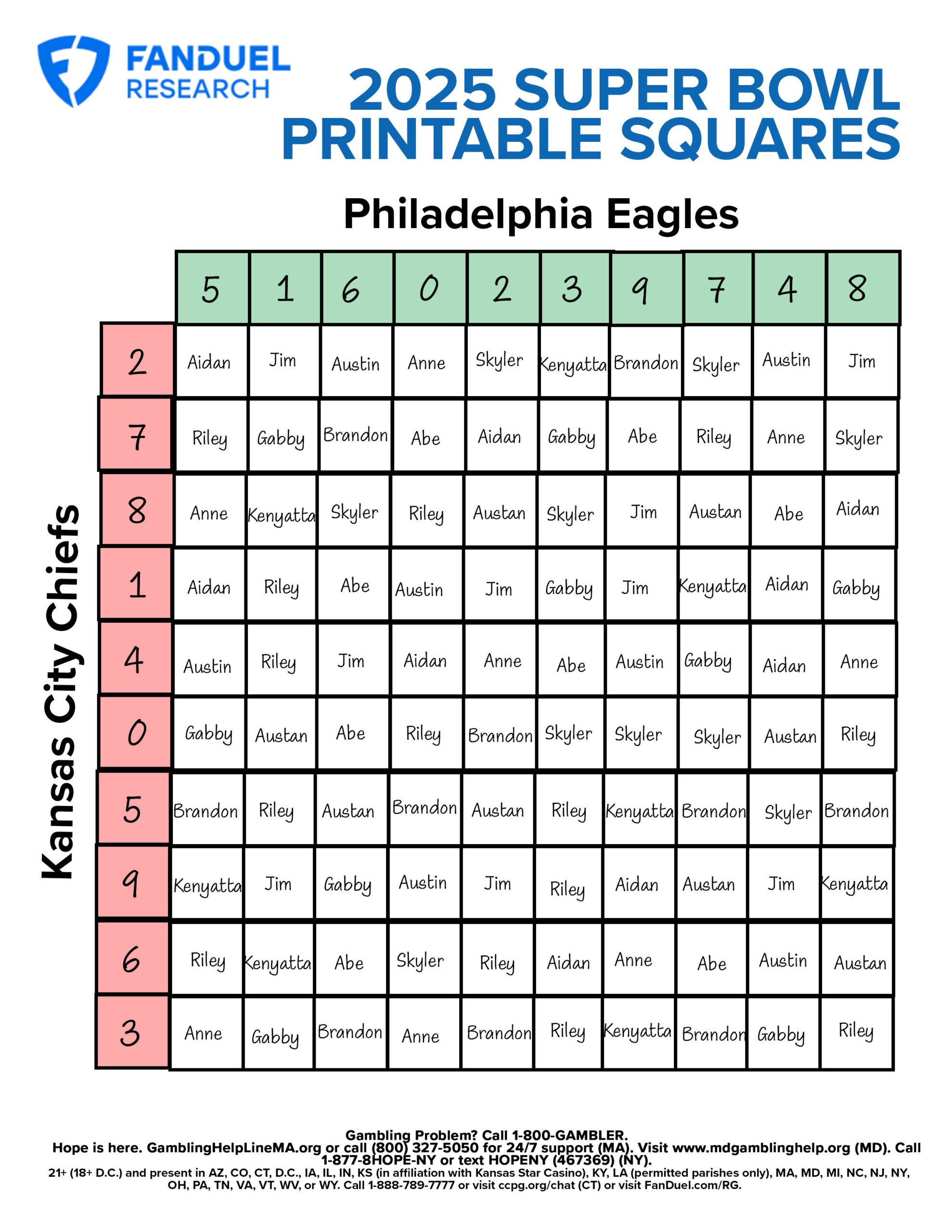 Printable Football Squares Game For Super Bowl Lix, Chiefs Vs inside Super Bowl Liv Squares Printable