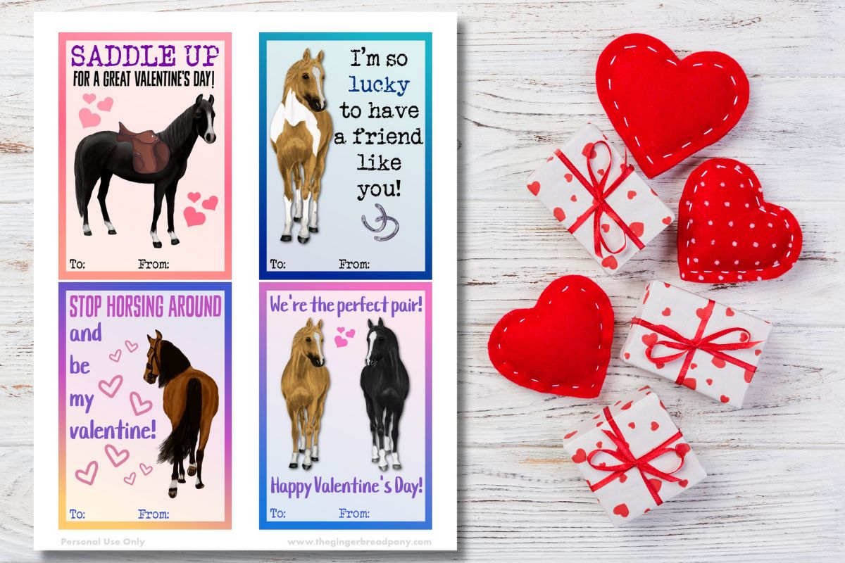 Printable Horse Valentines Day Cards - The Gingerbread Pony regarding Free Printable Horse Valentine Cards