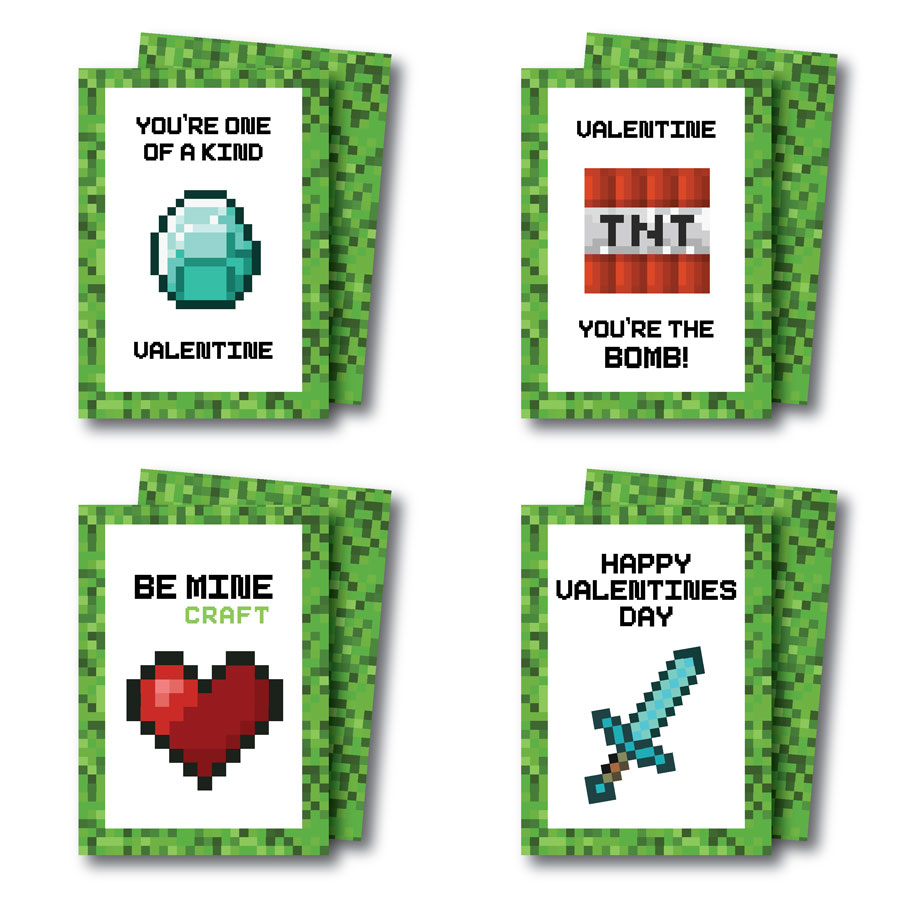 Printable Minecraft Valentines Cards throughout Free Printable Minecraft Valentines Day Cards