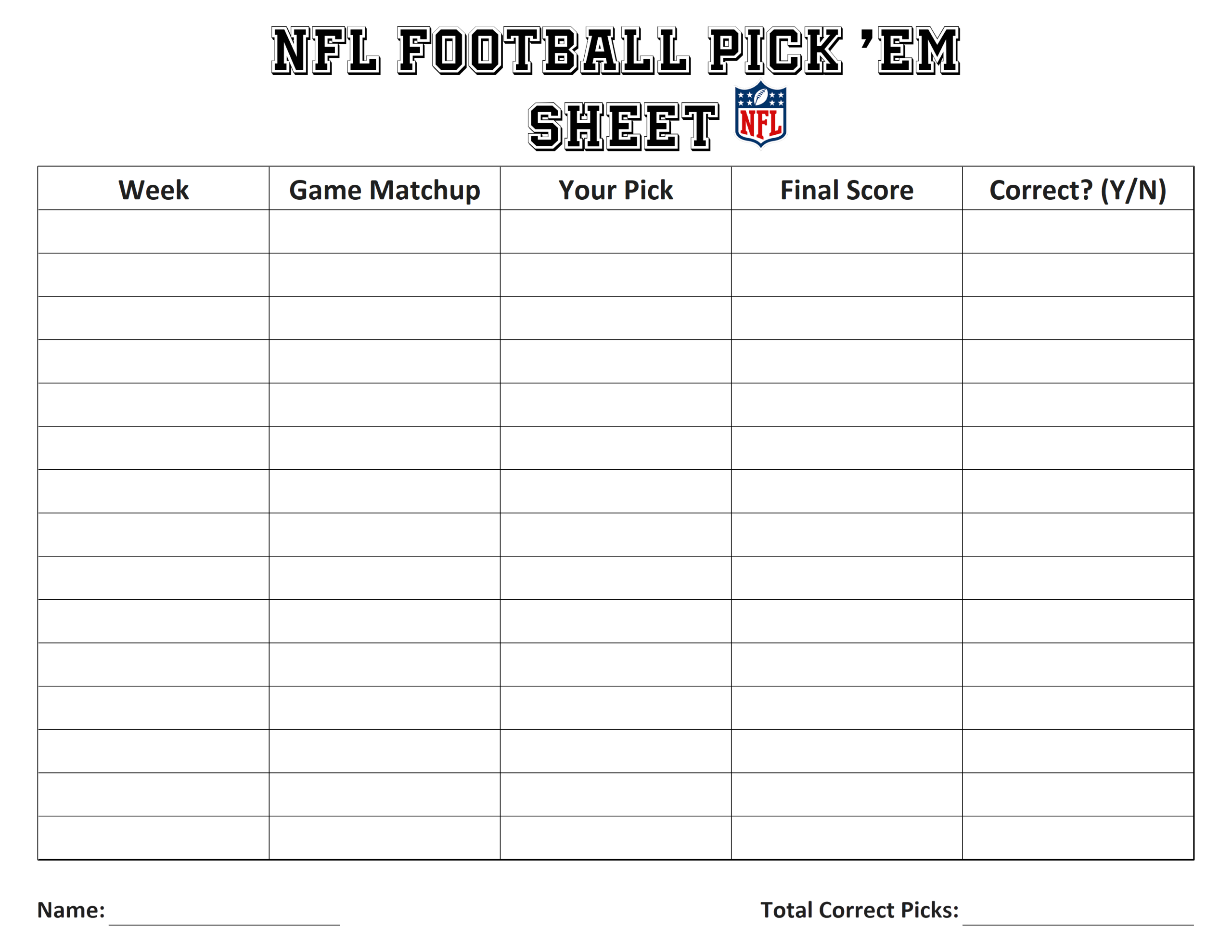 Printable Nfl Pick &amp;#039;Em Sheet Template For Weekly Football regarding Super Bowl Pick Em Printable