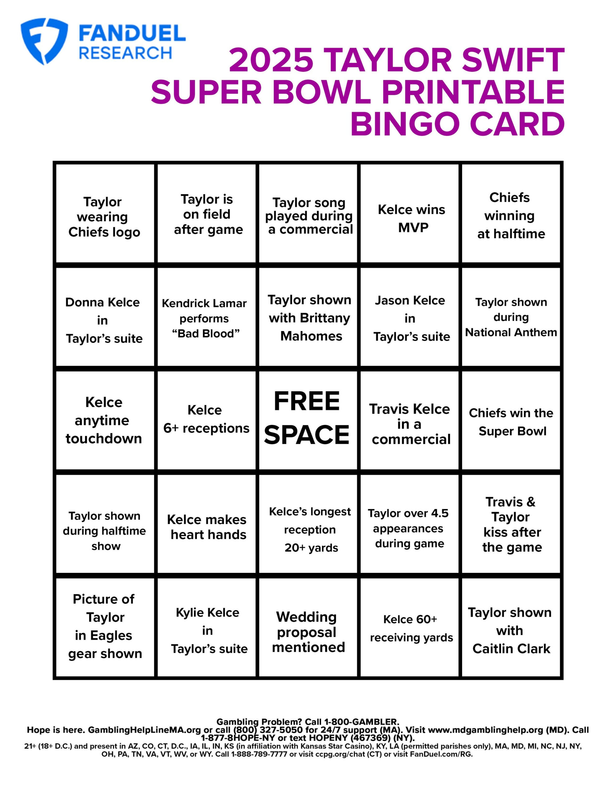 Printable Sheets For Your Super Bowl 59 Party (Trivia, Prop Sheet inside Super Bowl 51 Prop Bets Printable
