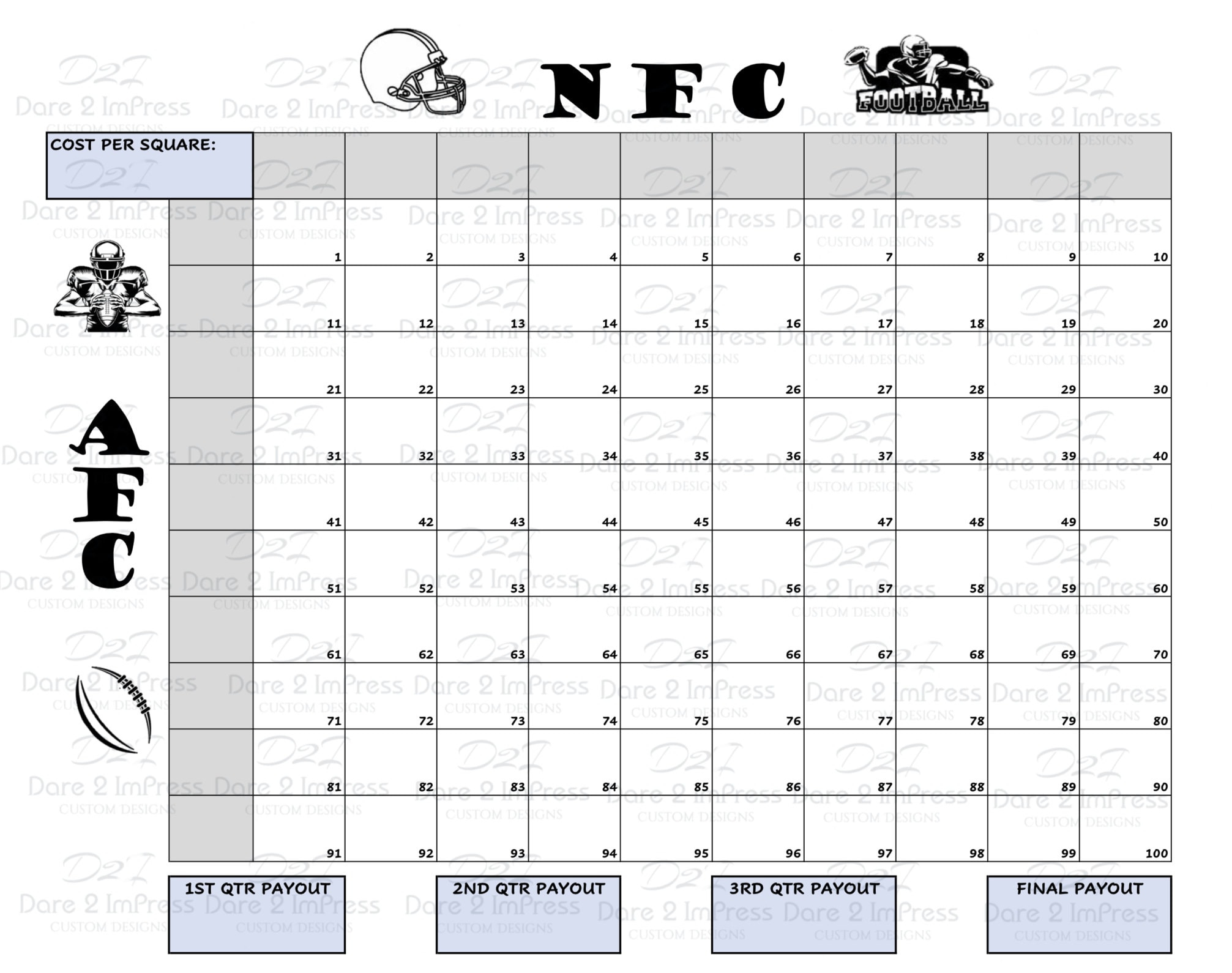 Printable Super Bowl Boxes. Football Grid. Super Bowl Squares throughout Super Bowl Squares With Numbers Printable