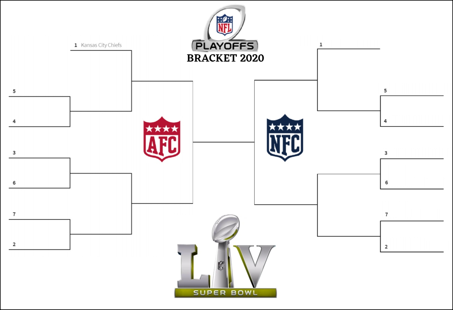 Printable Super Bowl Playoffs 2021 Bracket Super Bowl Playoff with Nfl Super Bowl Printable Bracket