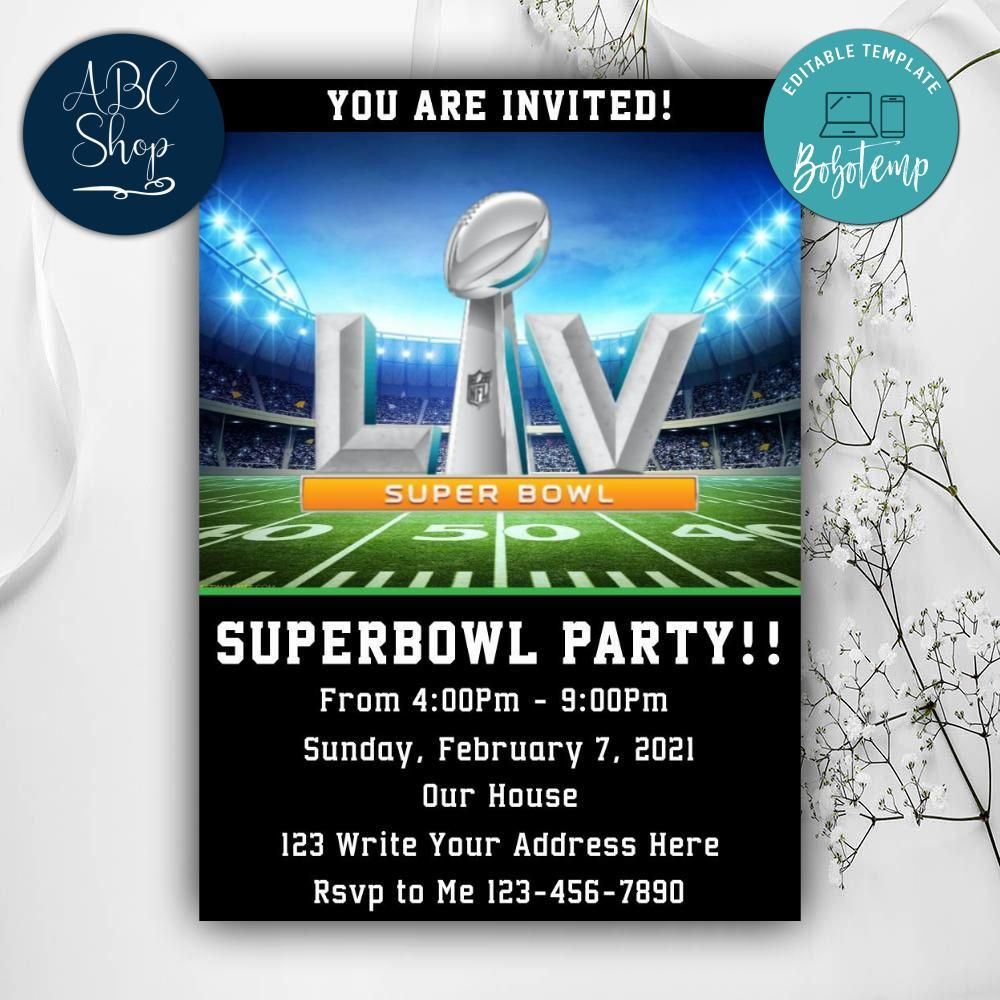 Printable Superbowl Party Invitation Instant Download | Bobotemp Shop within Free Printable Super Bowl Party Invitations Templates Free