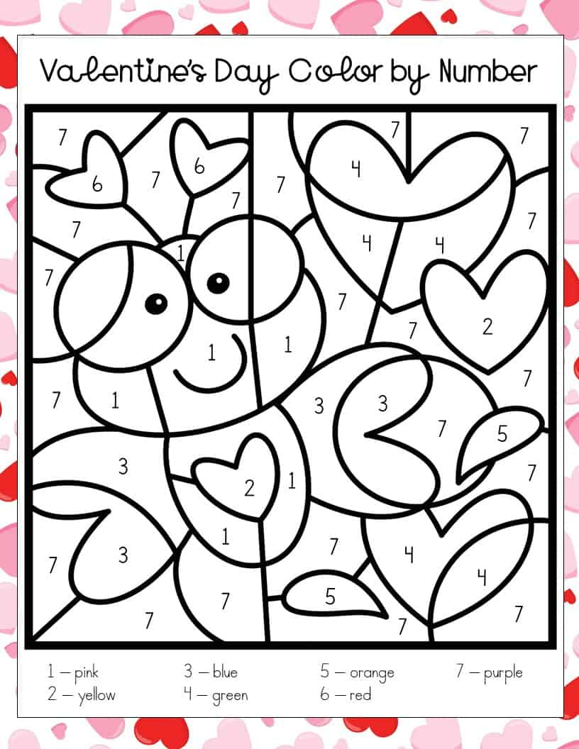 Printable Valentine Valentne S Day Colornumber Free Prntables within Free Printable Valentine&amp;#039;S Day Color By Number