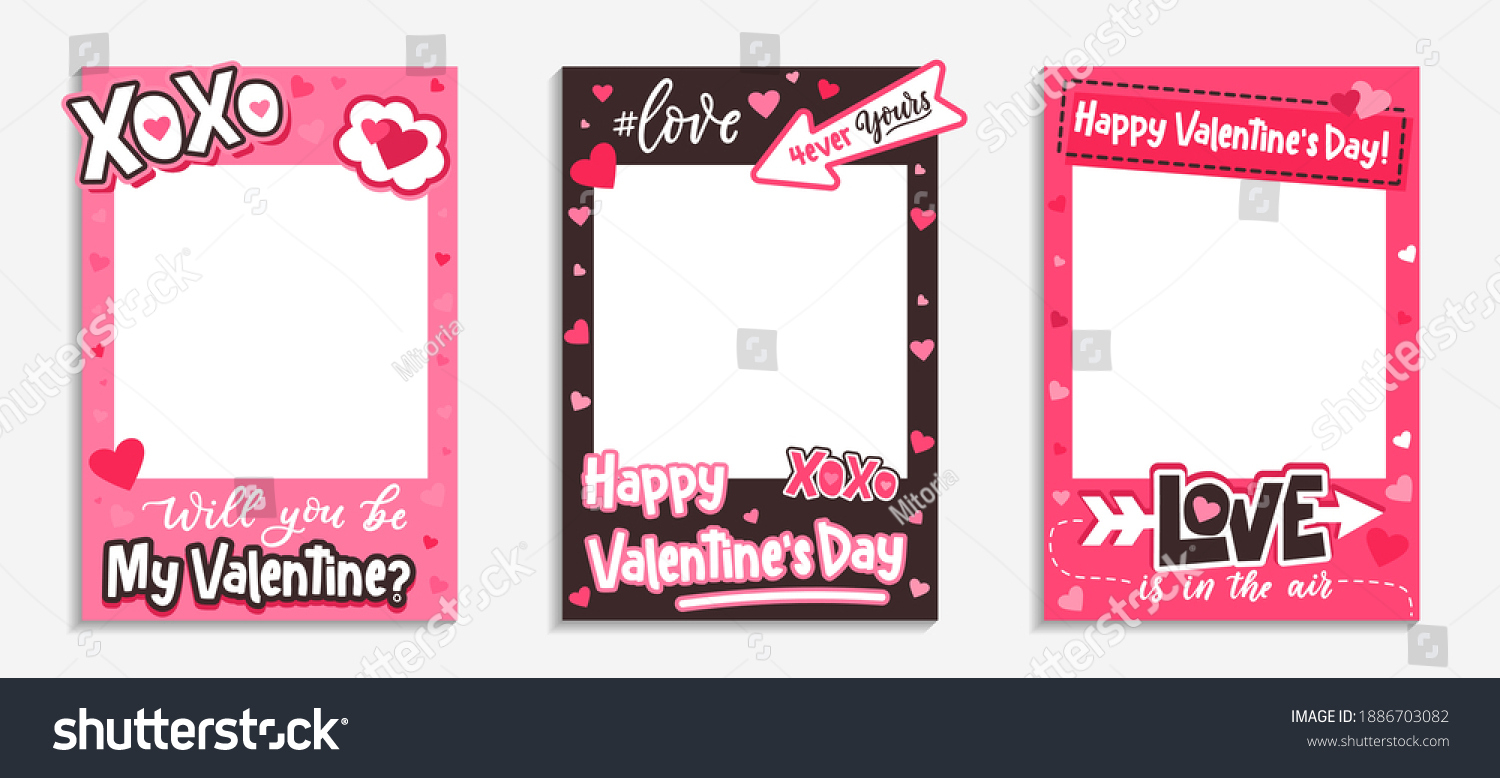 Printable Valentines Day Photo Frames Pink Stock Vector (Royalty intended for Printable Valentine Picture Frames