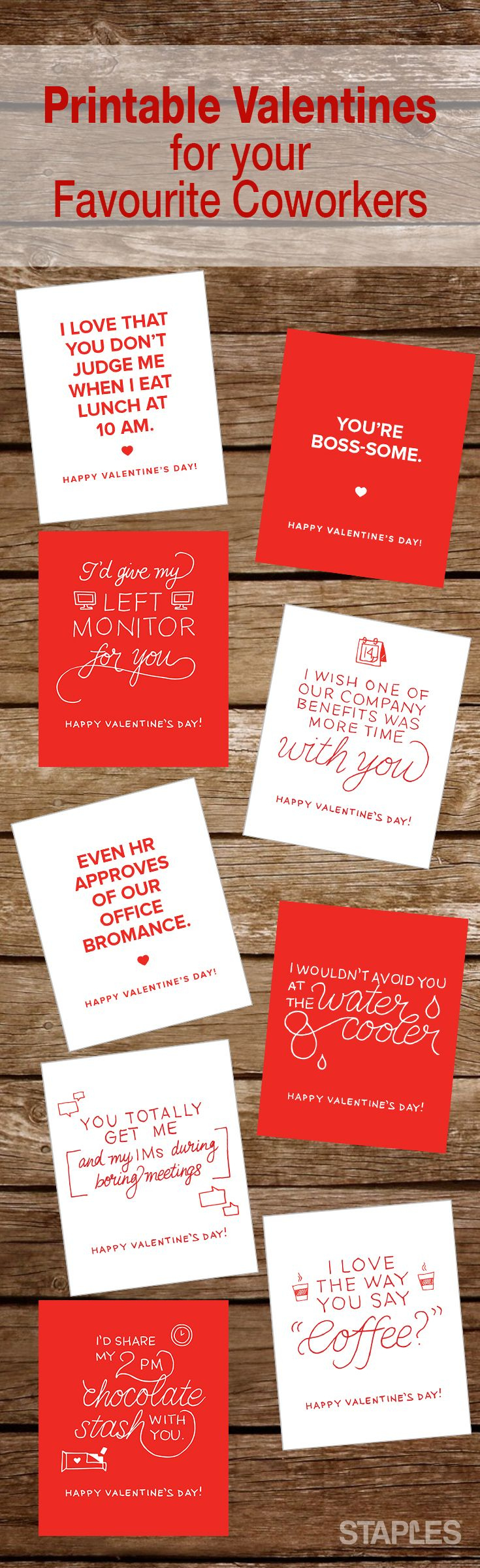 Printable Valentines For Your Favourite Coworkers intended for Free Printable Coworker Valentines