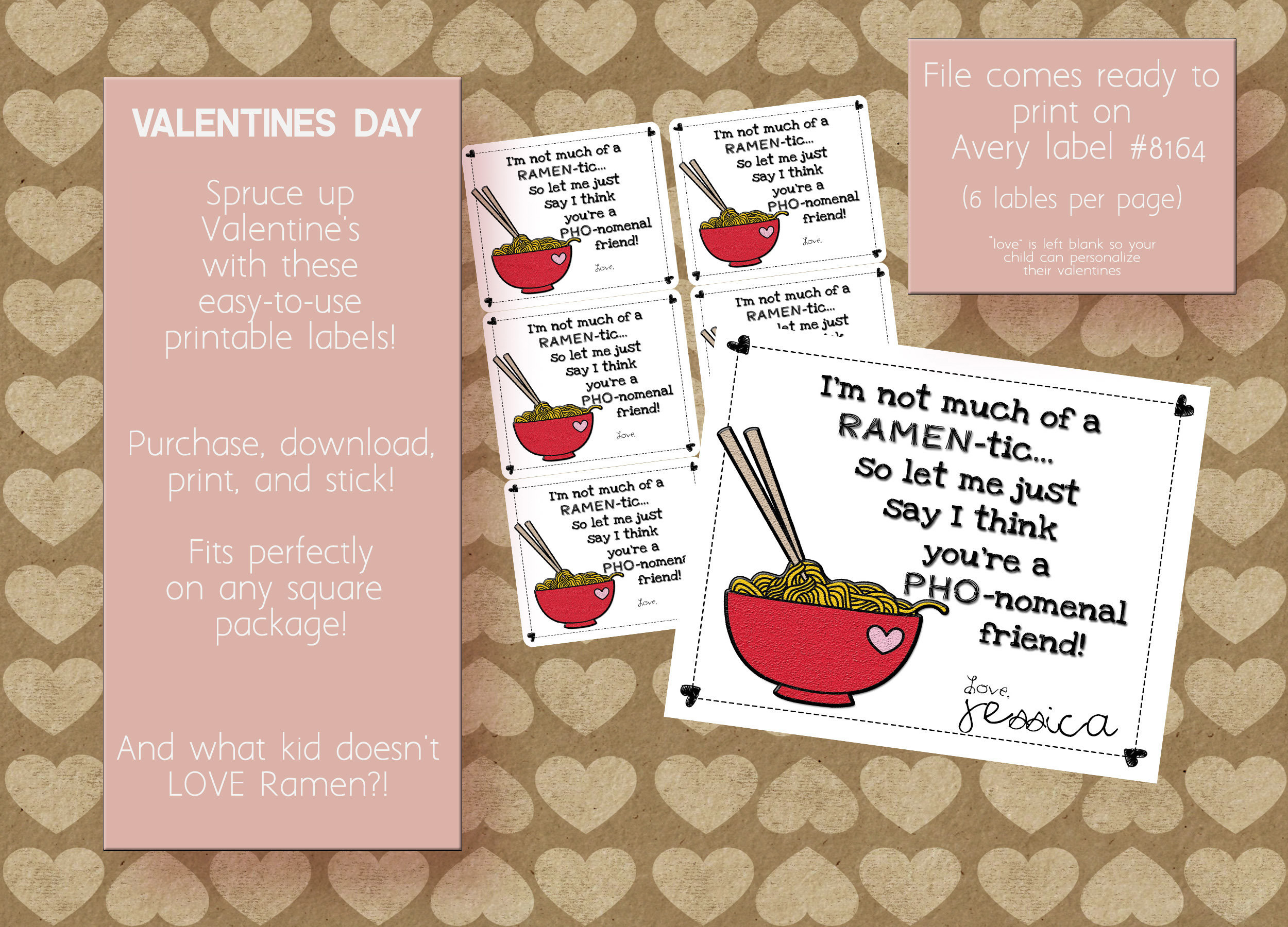 Ramen Nudeln Valentine Label Printable - Etsy.de inside Valentine Ramen Printable Label