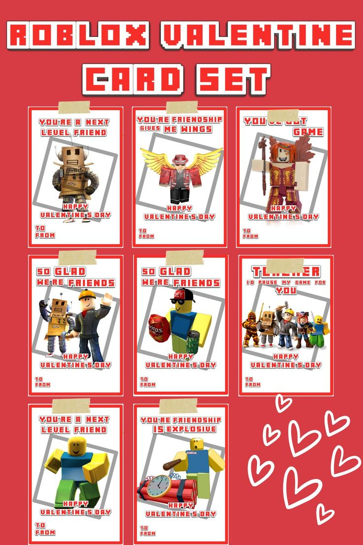 Roblox Valentine Card Set For Kids! for Free Printable Roblox Valentines