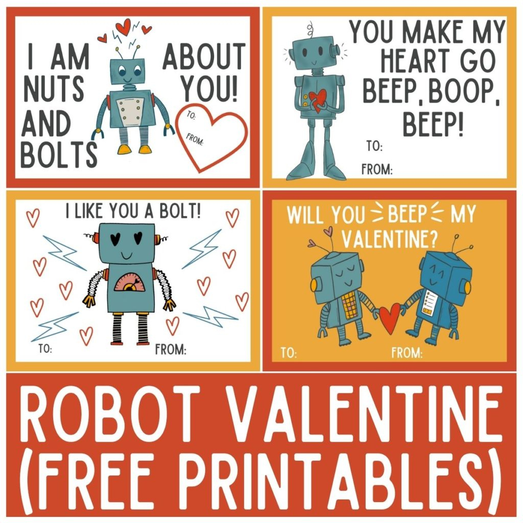 Robot Valentine Cards Free Printable - Originalmom in Free Printable Robot Valentines