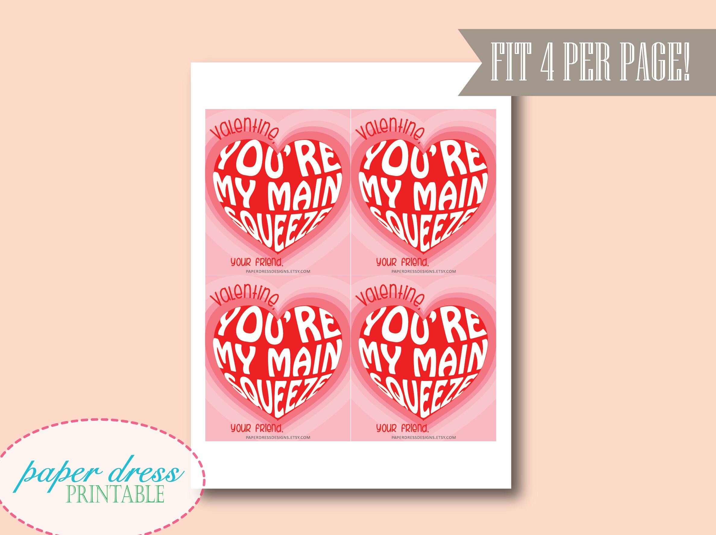 Sofortiger Download - You'Re My Main Squeeze Valentine - Herz regarding You'Re My Main Squeeze Valentine Printable
