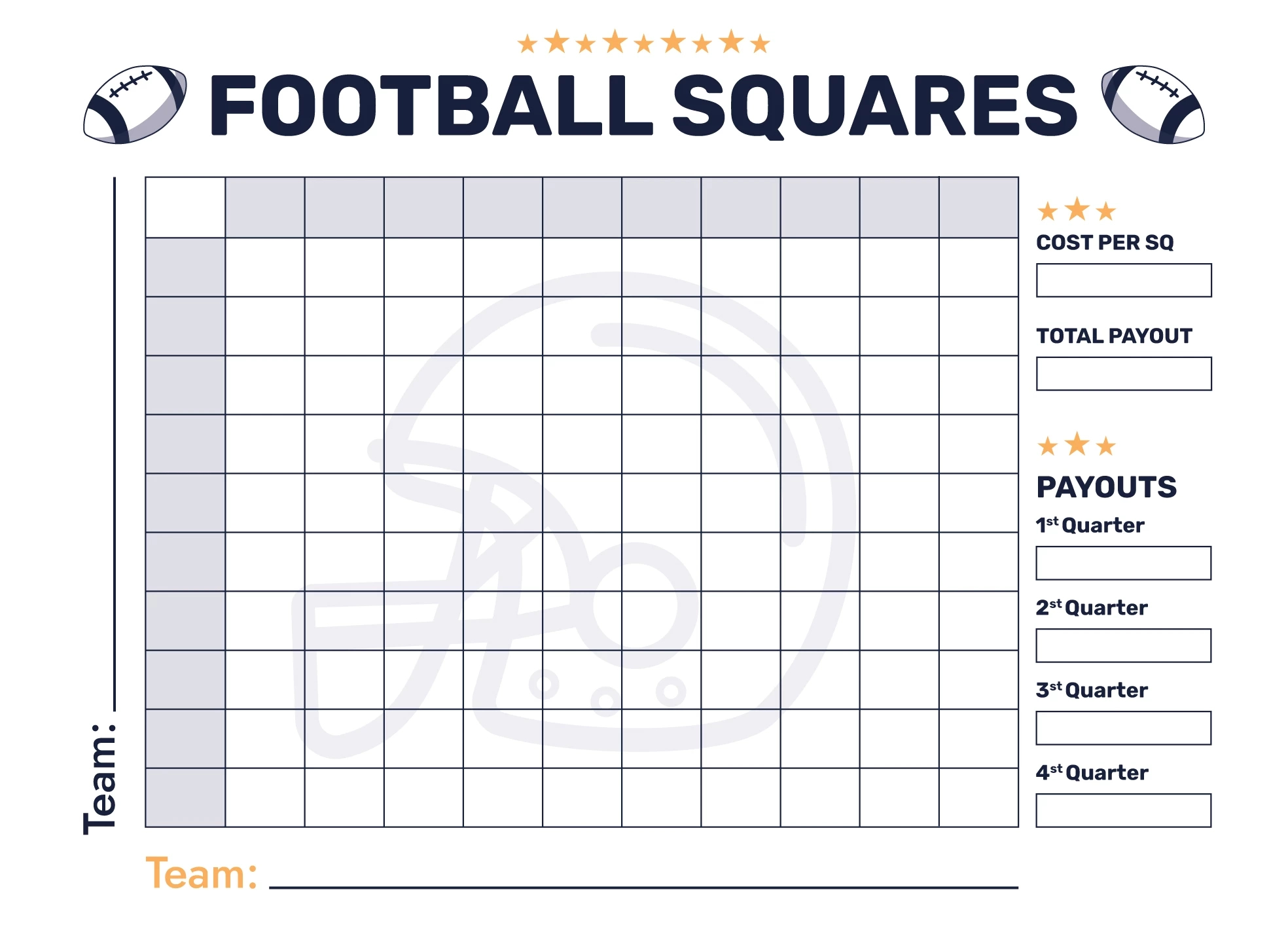 Super Bowl 100 Squares Free Google Docs Template - Gdoc.io pertaining to Printable Super Bowl Squares 100