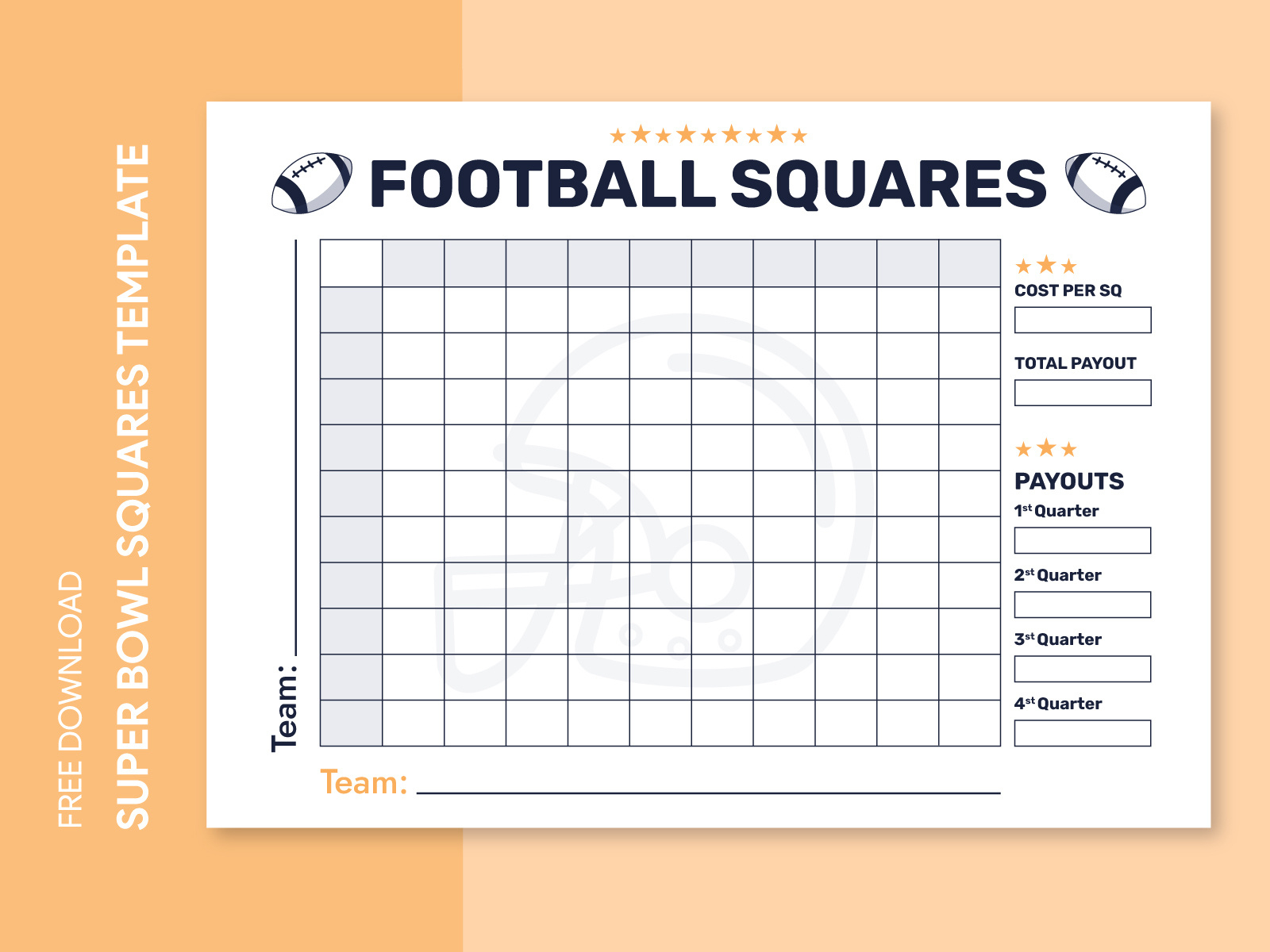 Super Bowl 100 Squares Free Google Docs Templategdoc On Dribbble intended for Free Printable Super Bowl Grids