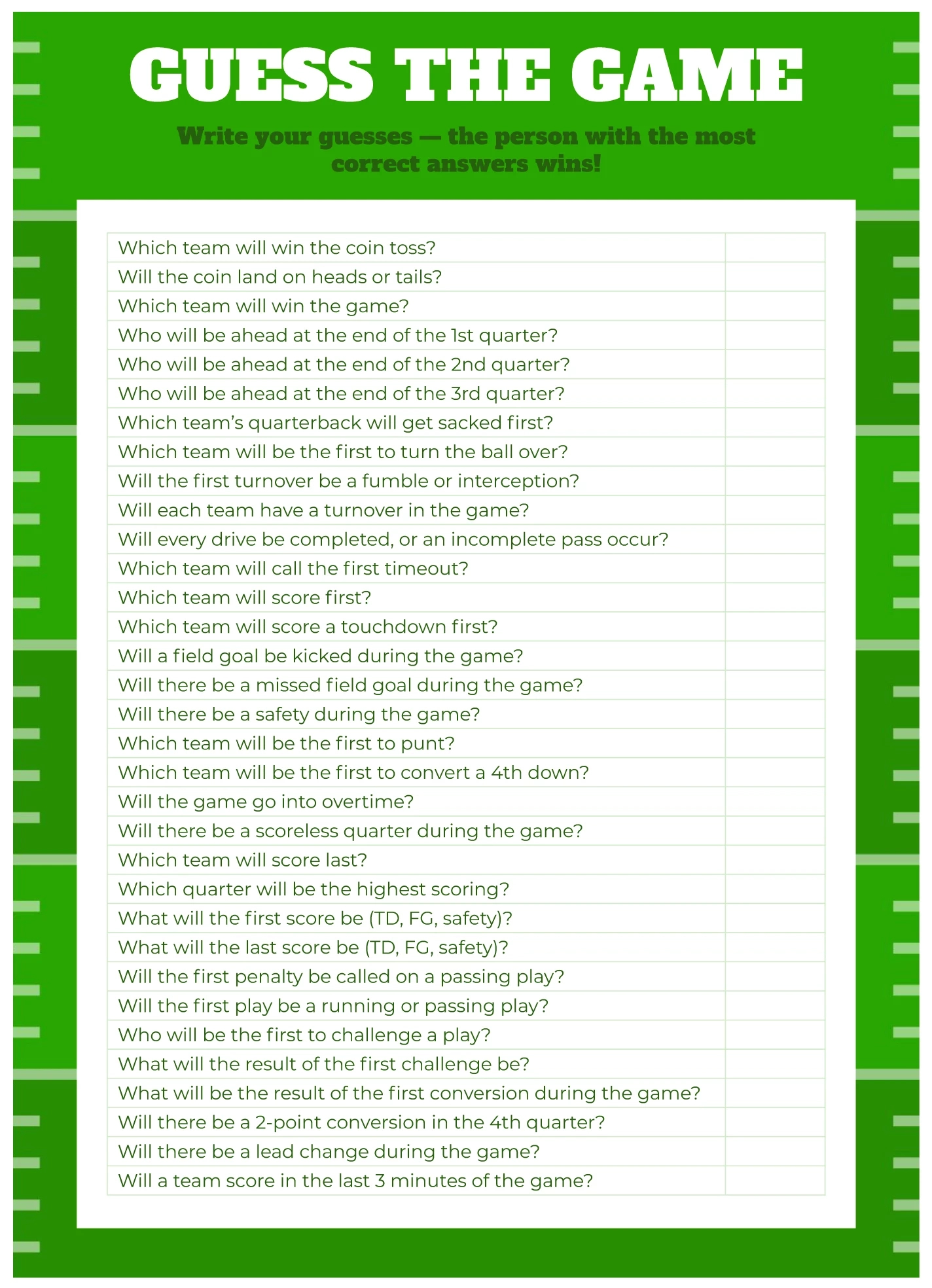 Super Bowl Guessing Game Free Google Docs Template - Gdoc.io within Super Bowl Guessing Game Printable