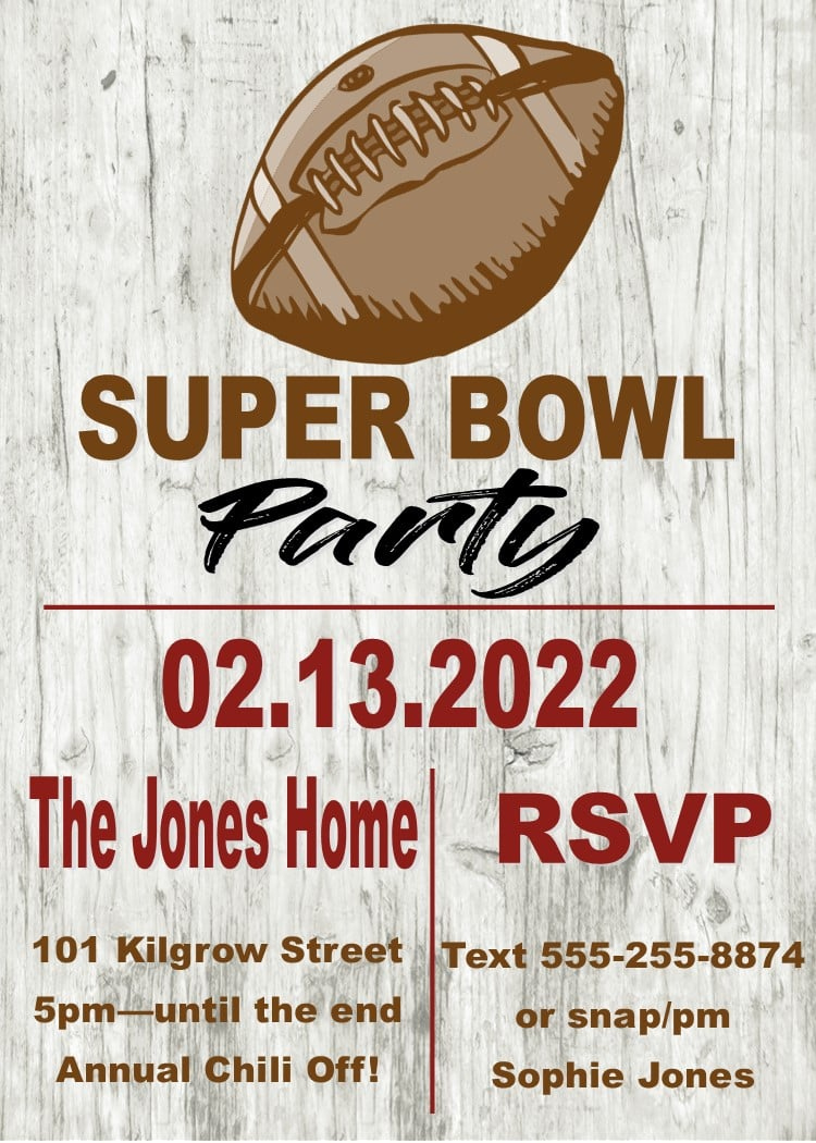 Super Bowl Party Invitations 2023 in Free Super Bowl Party Invitations Printable