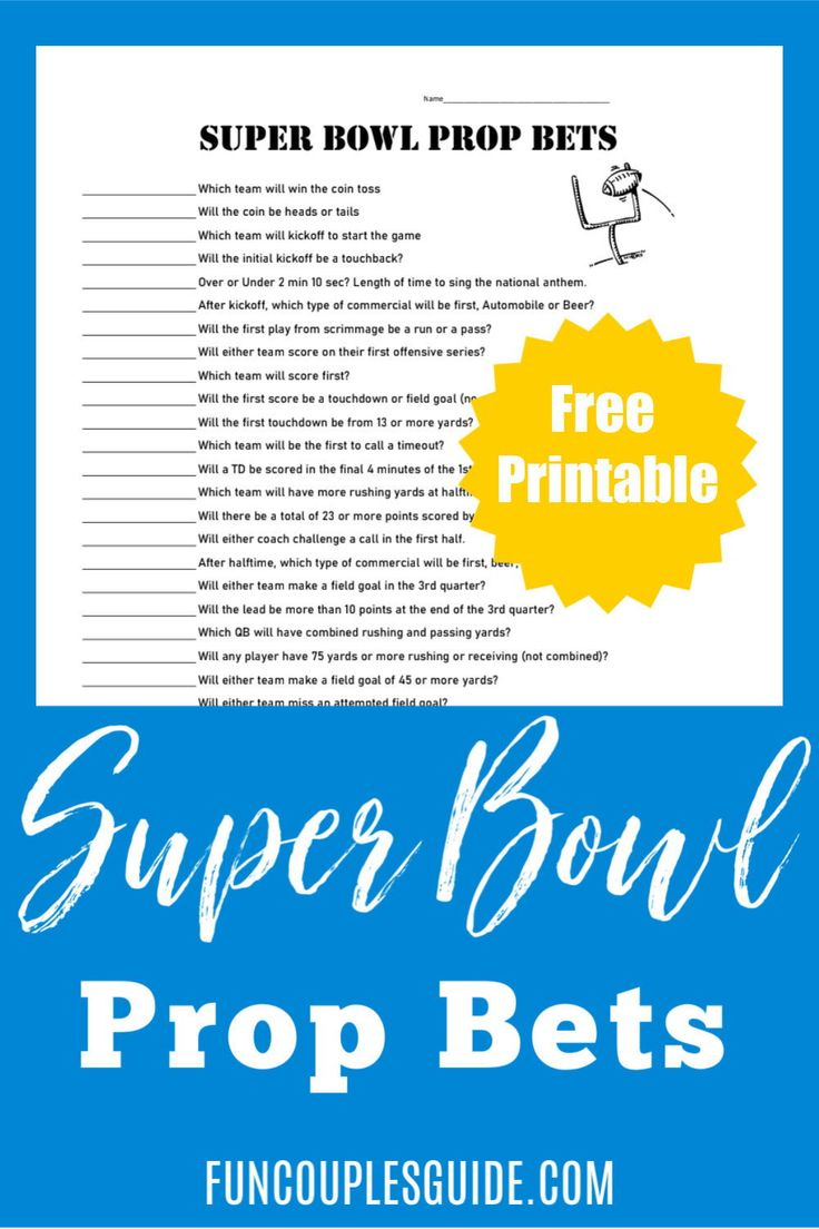 Super Bowl Prop Bets Free Printable within Super Bowl Prop Bets For Kids Printable